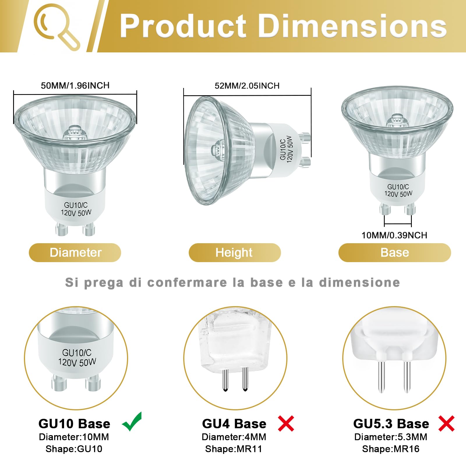 Dumiloo Gu10 Halogen Bulb 120V 50W Halogen Light Bulbs For Candle Warmer Lamp, Track & Recessed Lighting, Range Hood, Mr16 With