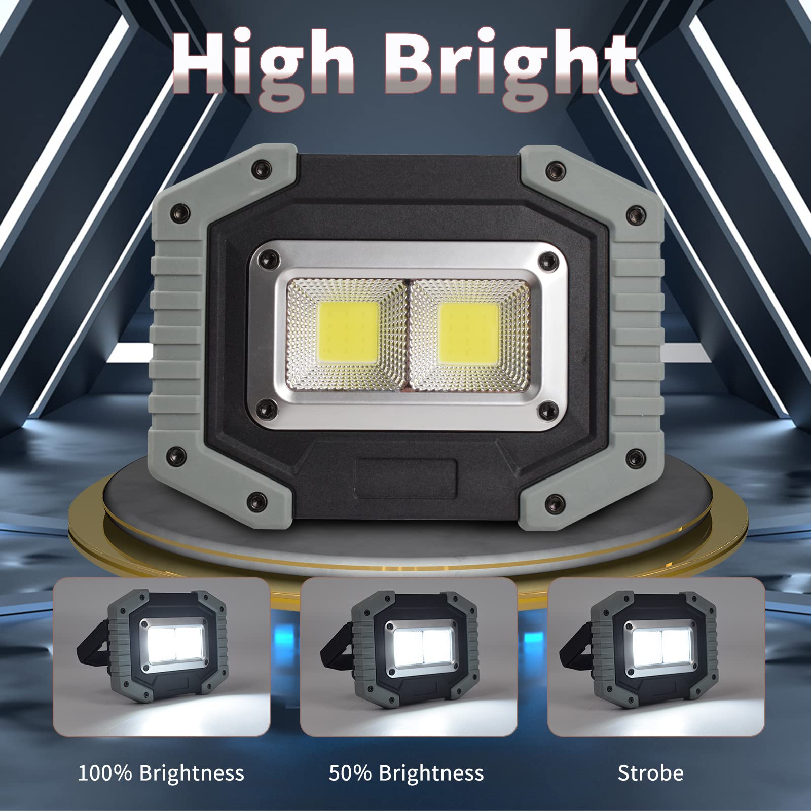 Otyty Work Light Rechargeable, Led Work Light Portable Flood Lights Magnetic Led Light For Outdoor Camping Hiking Emergency Car Repairing Job Site Lighting 2 Pack (W840 Grey)