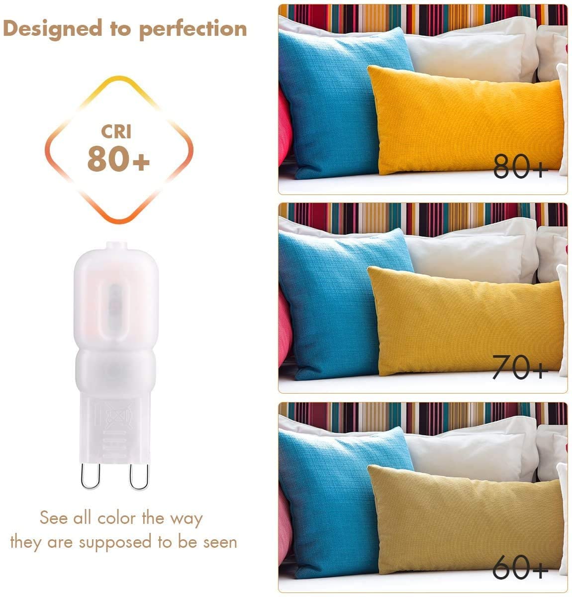 Velouer G9 LED Bulb 3W Dimmable 3000K Warm White 270LM 10 Pack