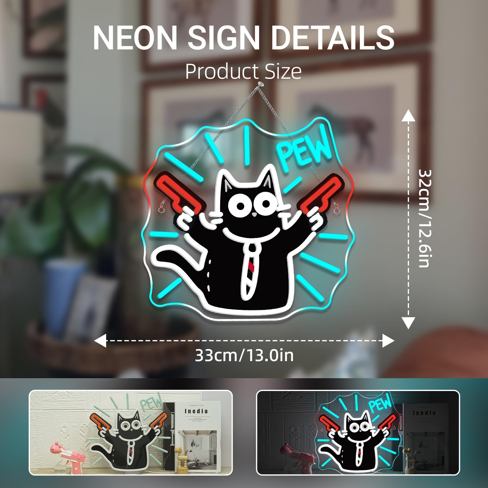 Cat Neon Sign Pew Led Light Cute Neon Signs For Wall Decor Bar Light Up For Game Room Bedroom Cat Cafe Pet Party Decoration Cat Lovers Kids Gifts