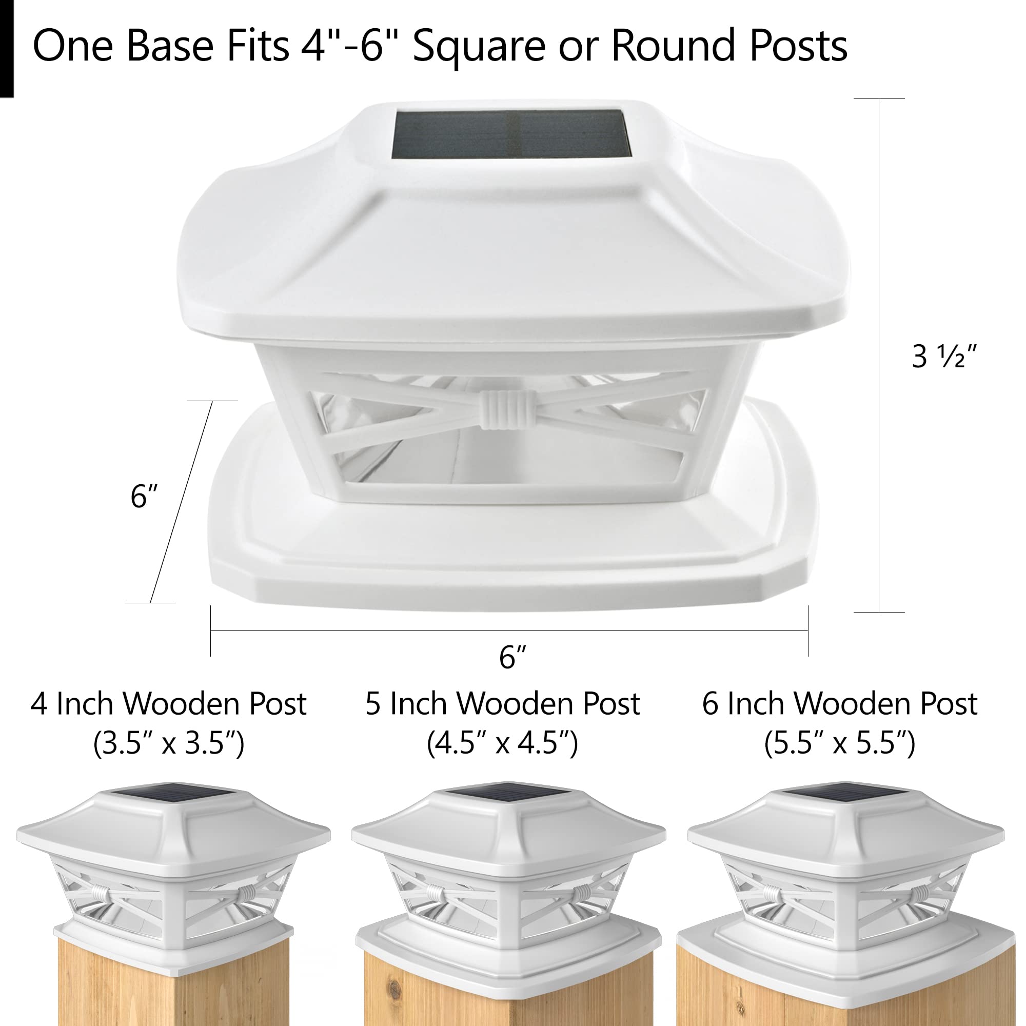 Davinci Lighting Flexfit Solar Post Cap Lights - 8 Pack, Pearl White, Plastic, Fits 4x4/5x5/6x6 Posts, Bright LED