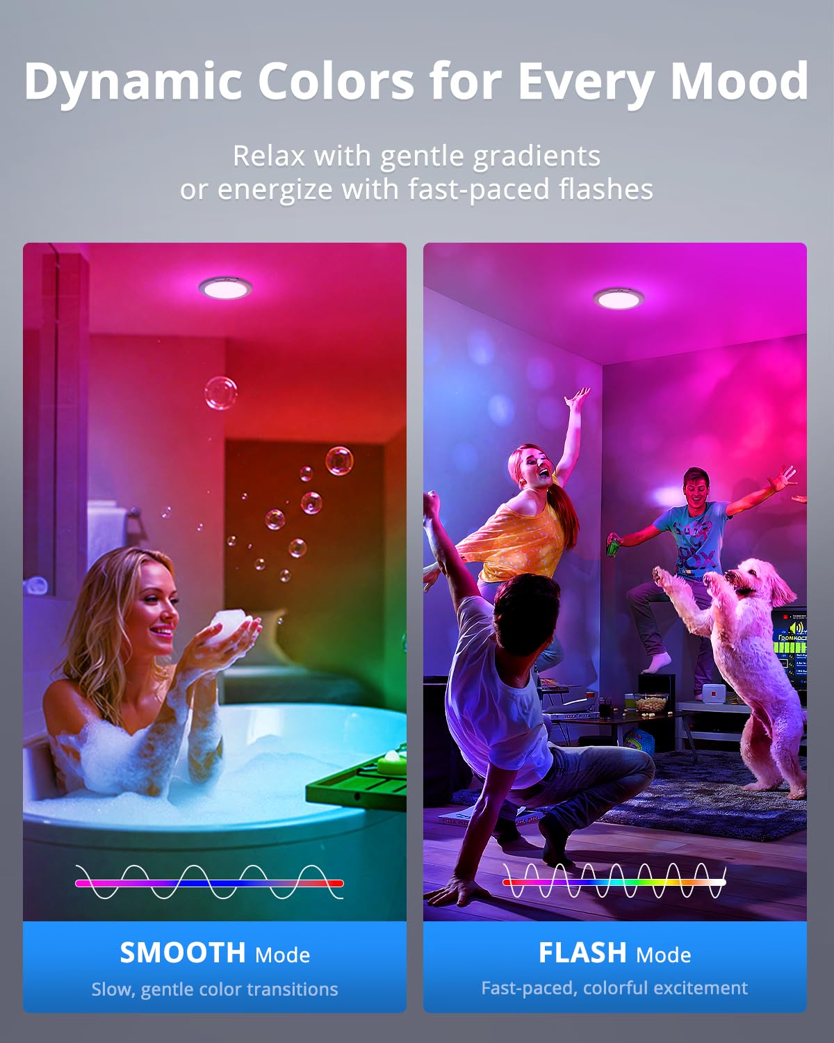 Combuh Rechargeable Rgb Shower Lights - 12 Color Changing Ambient Light + Cool White, Motion Activated & Remote Control, Waterpr