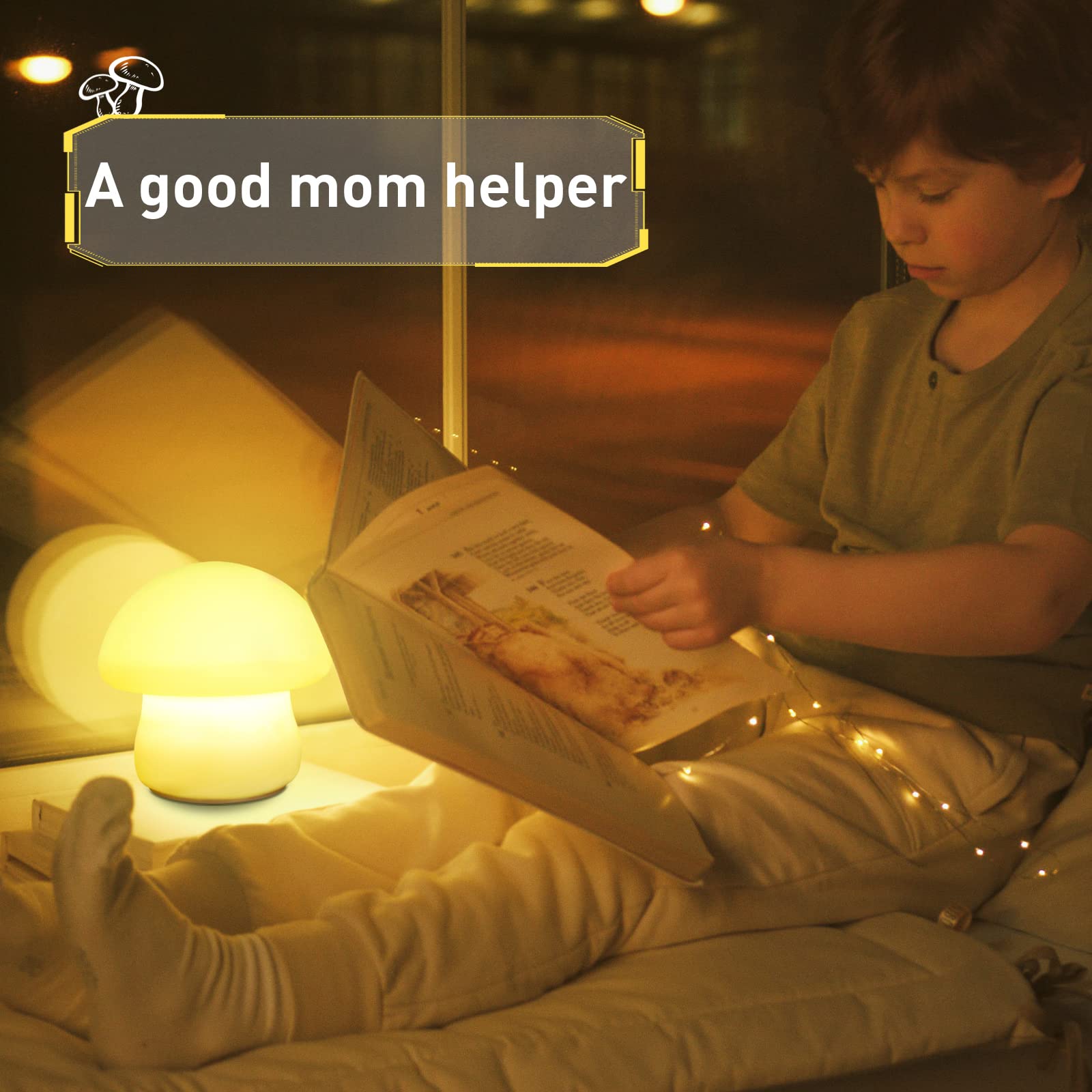MUID Mushroom Lamp - Rechargeable Silicone Night Light, Multi-Color LED, Dimmable, Tap/Remote Control, Perfect for Nursery and Bedroom