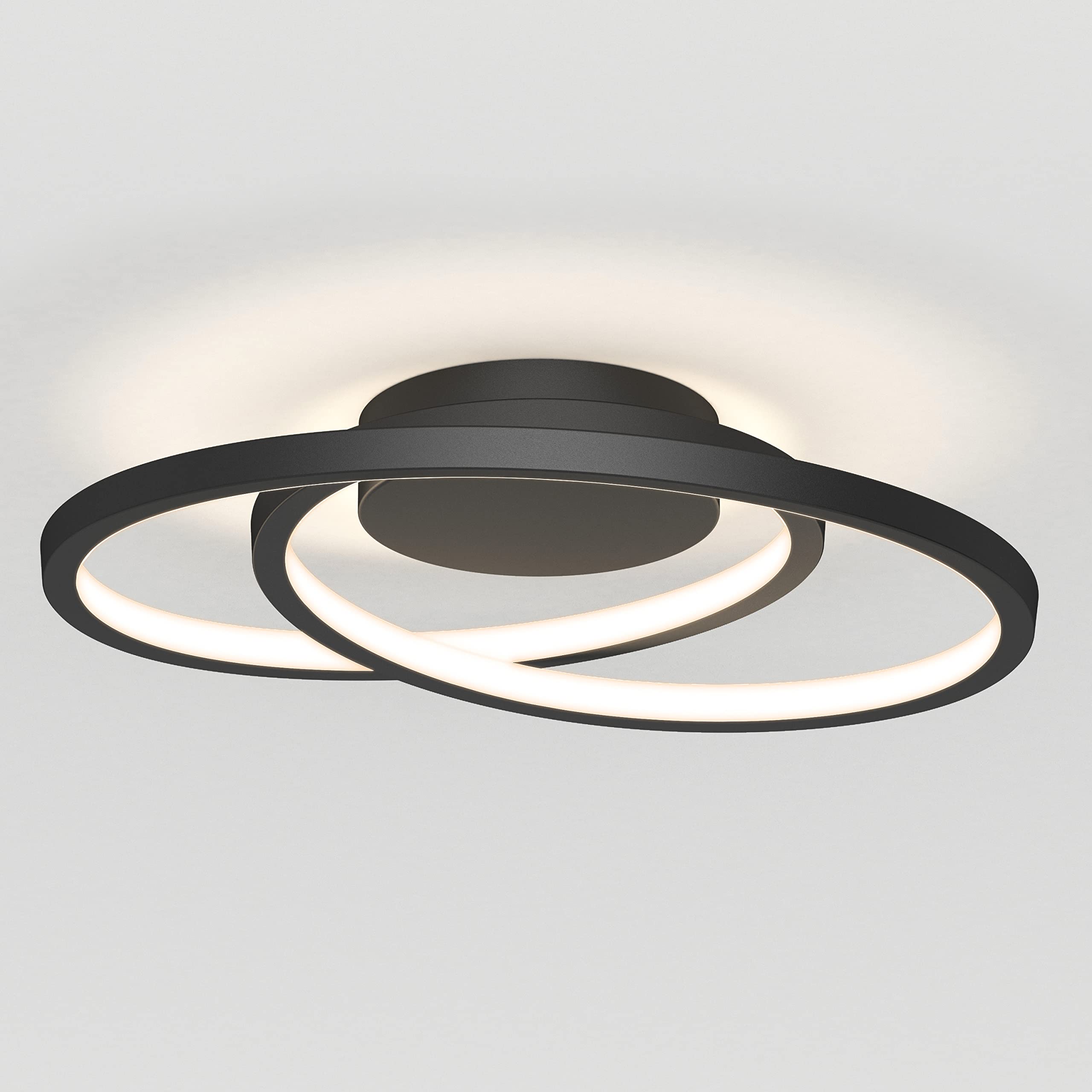 Artika Salto 15W Led Modern Flush Mount Light Fixture, Matte Black, 700 Lumens, No Bulb Needed