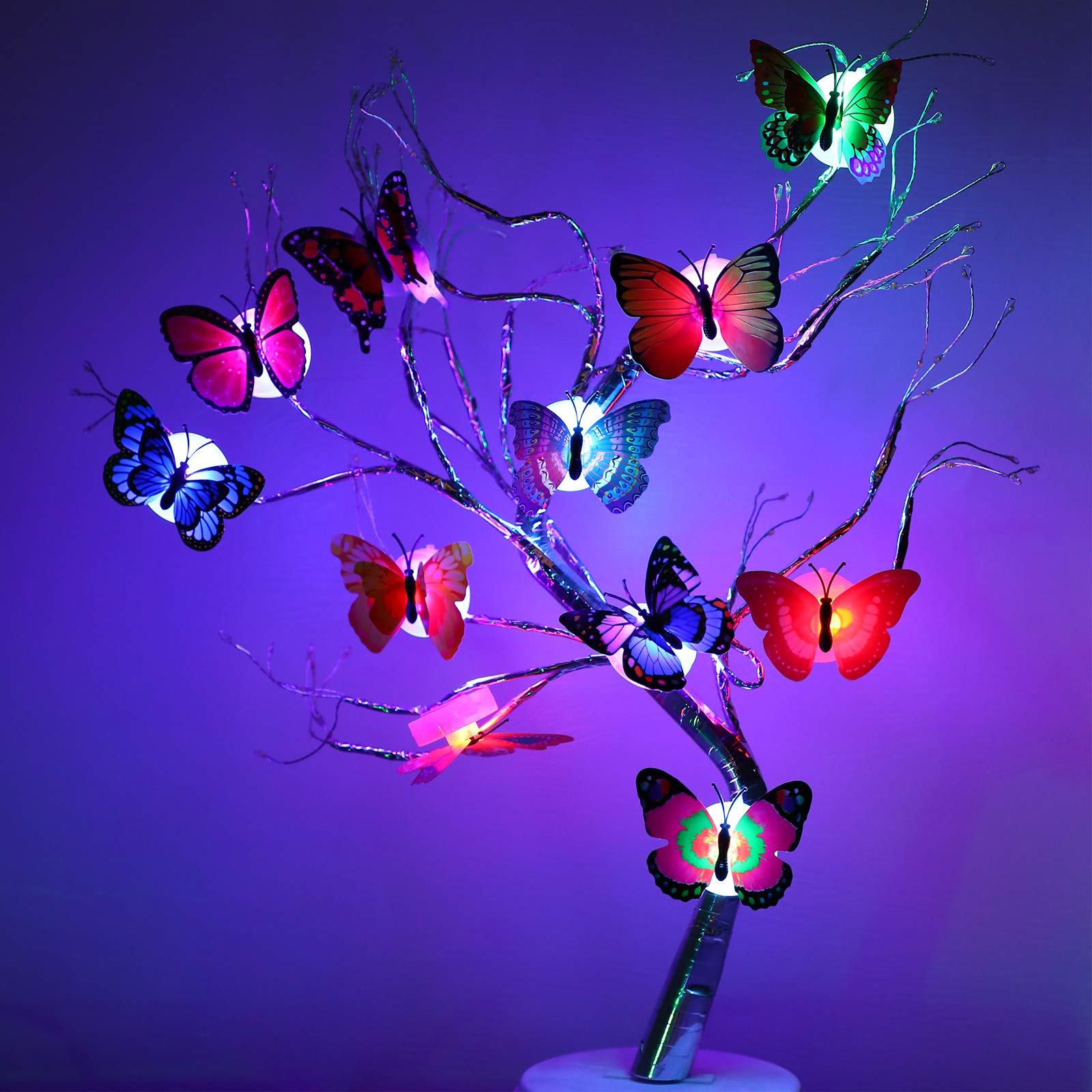 Honoson 24 Pieces 3D Led Butterfly Decoration Night Light Sticker Single And Double Wall Light For Garden Backyard Lawn Party Fe