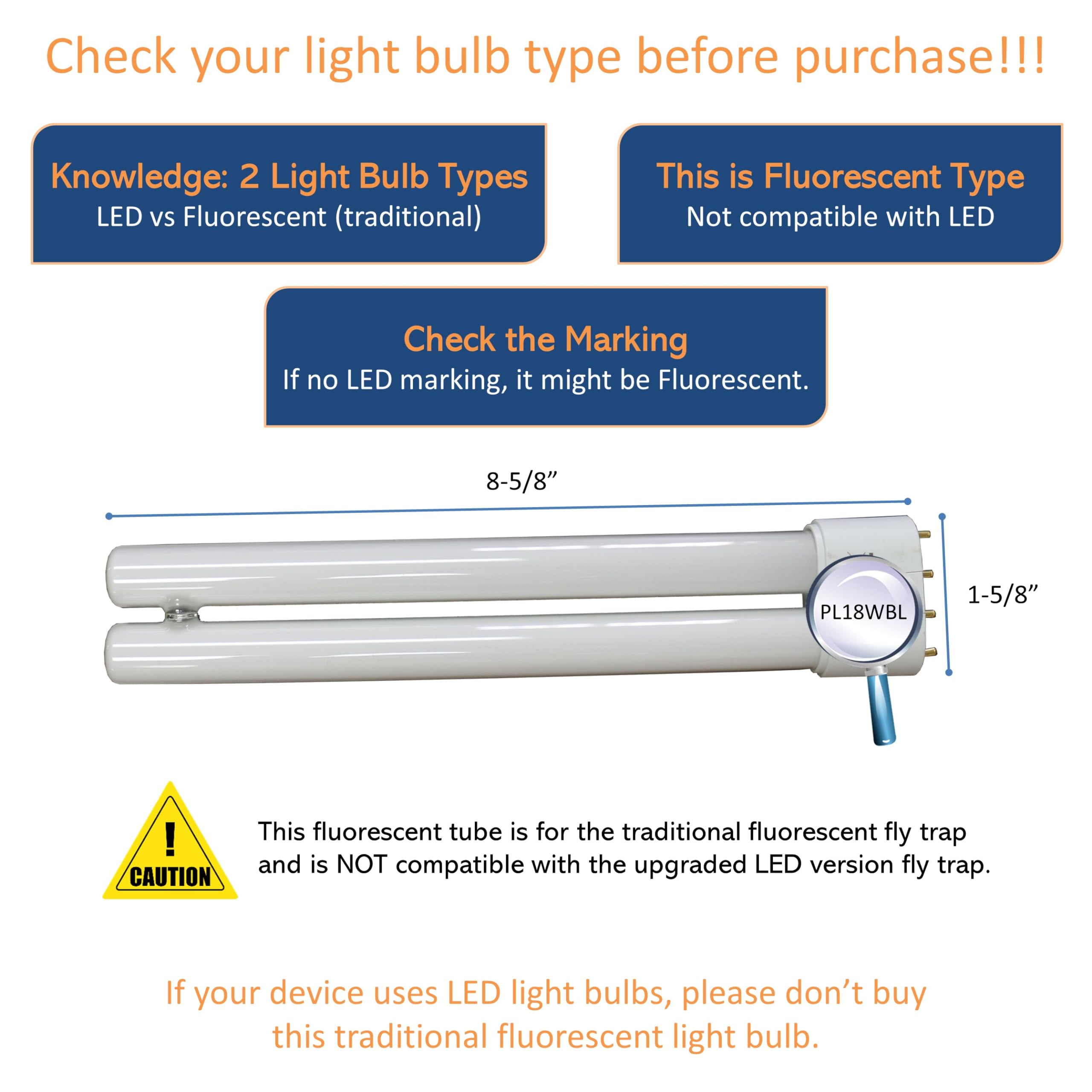 Awoco Replacement Pl 18W Bl Fluorescent Uv Light Bulb For Wall Mount Sticky Fly Trap Lamp Ft-1C18 And Ft-1M18 (18W)