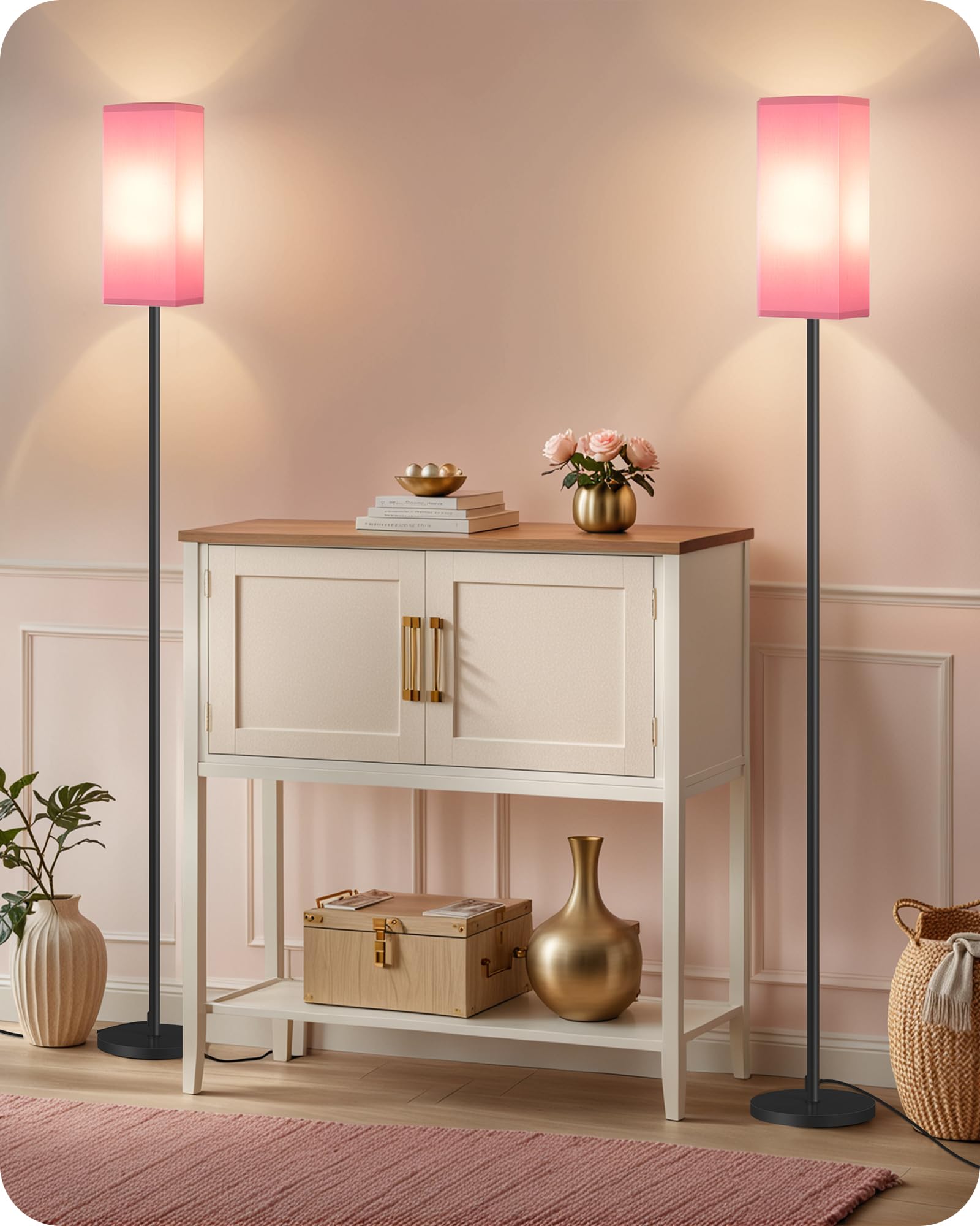 Goebleson 2 Pack Floor Lamp, Pole Lamp With Foot Switch, Modern Standing Lampshade, Minimalist Freestanding Lamp (Bulb Not Inclu