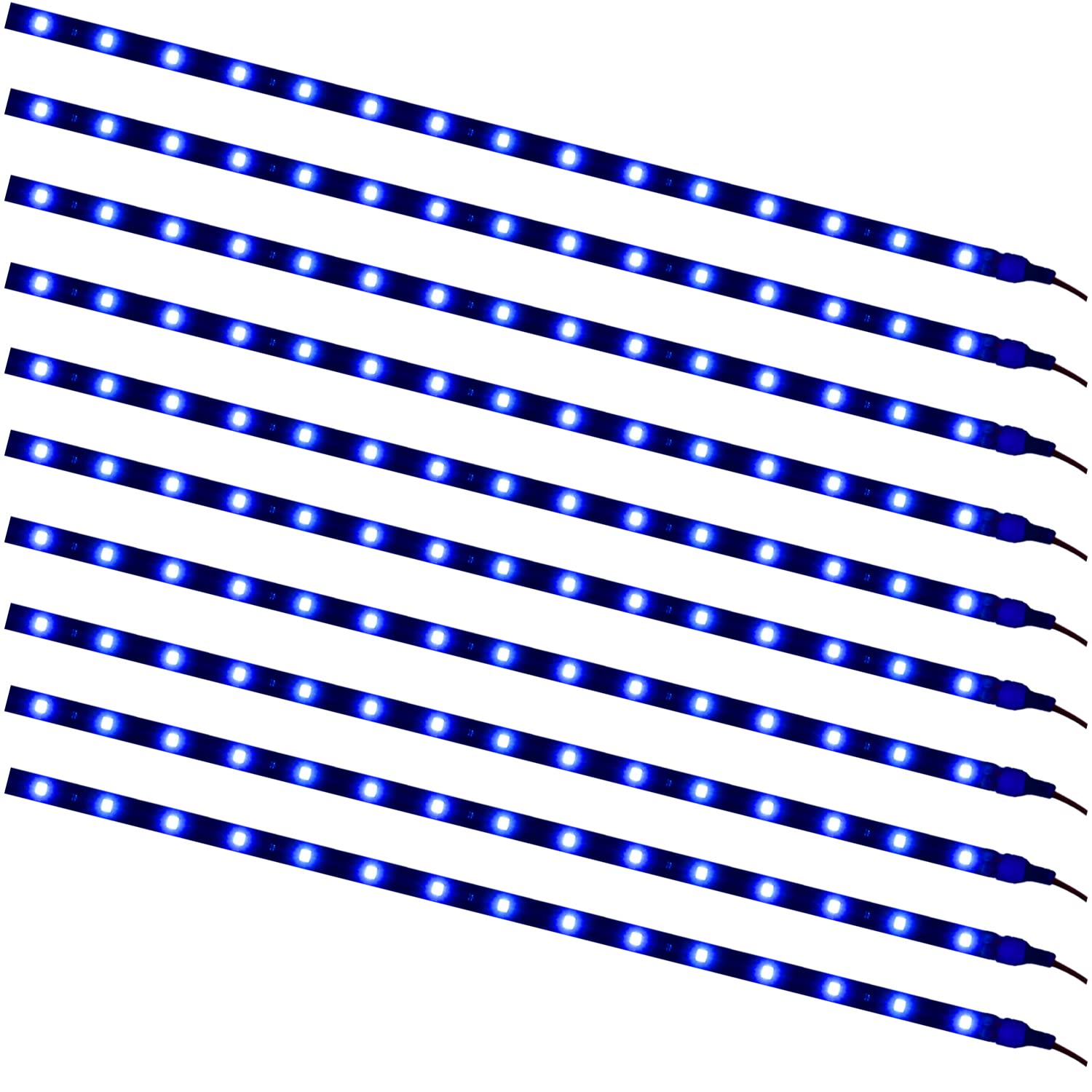 Pesic 10X Dc12V 30Cm 15 Smd Led Car Truck Flexible Waterproof Light Strip Blue