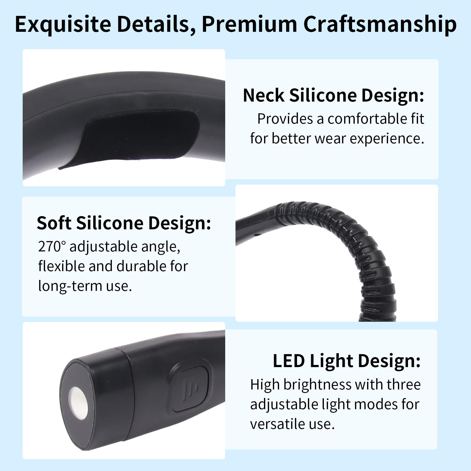 Bsdgeclogy Book Light, 3-Color & 9-Brightness, Bendable Neck, Rechargeable, Classic Size, Black, Model BK-GBYDD-2ZLK-