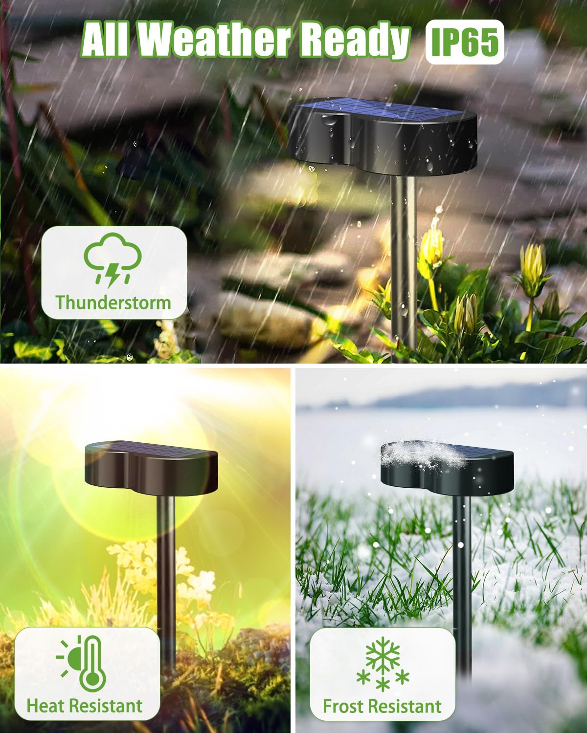Amiluo Solar Lights Outdoor - 8 Pack RGBWW, Waterproof IP65, 10 Colors & 5 Modes, Model WL15, Ideal for Garden & Walkway