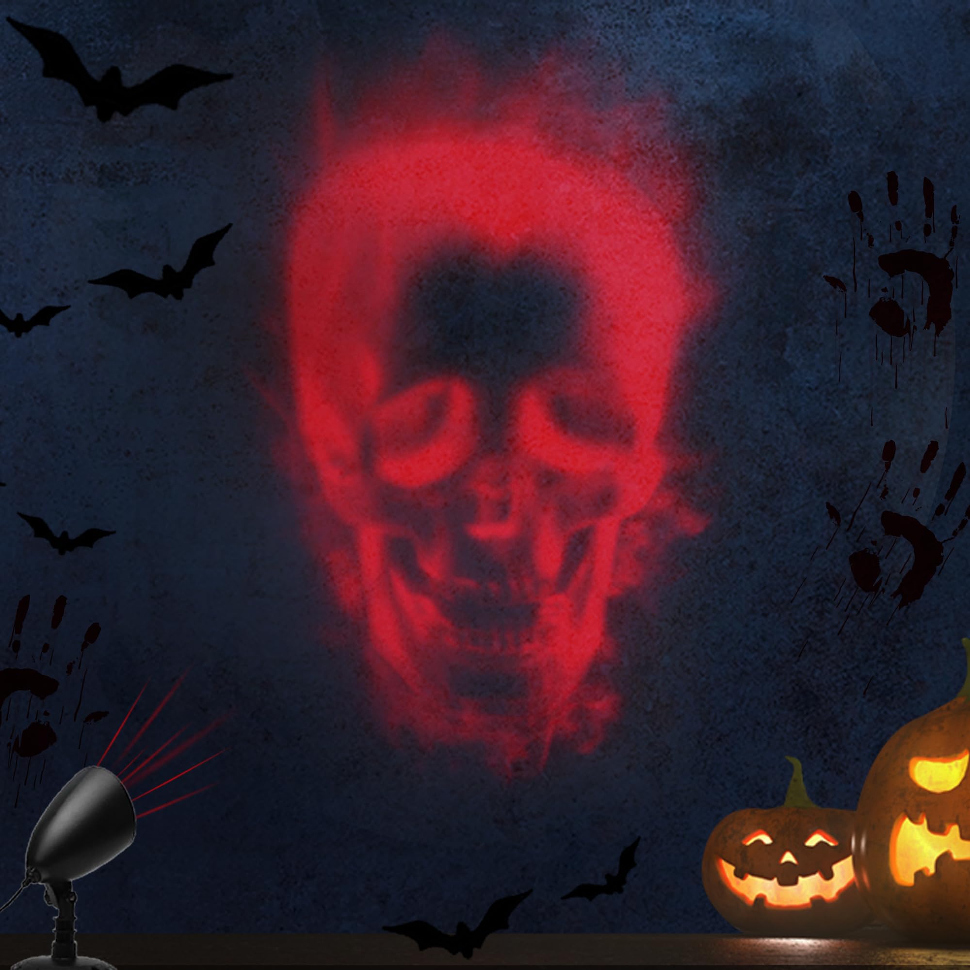 Halloween Projector Lights Outdoor Indoor - 3D Dynamic Red Skull Projector Decorations Lights With Timer  Waterproof Halloween Light For Wall  Window  Ground  Roof  Cemetery  Holiday Decor