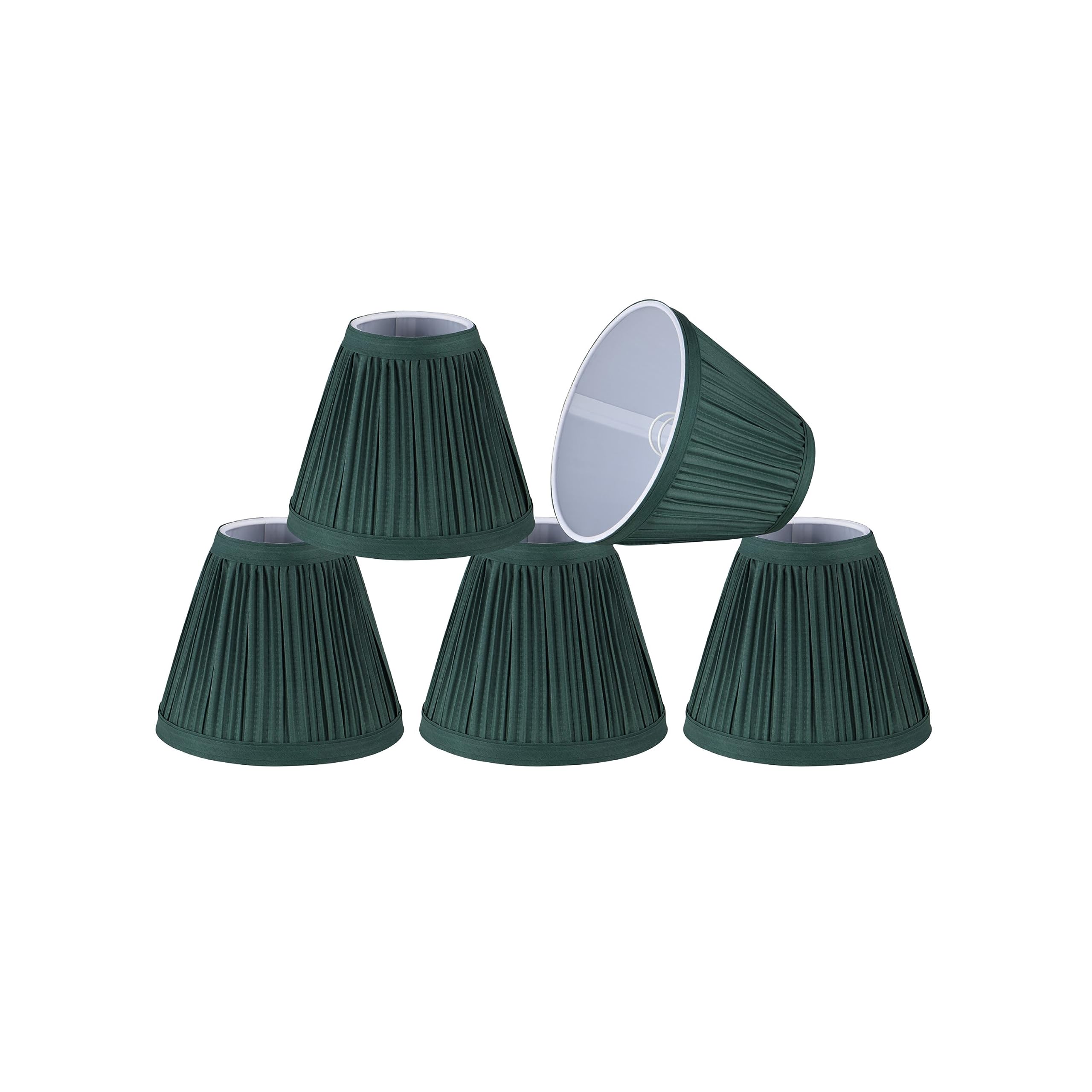 Aspen Creative 33123-6 Small Pleated Empire Shape Chandelier Clip-On Lamp Shade, Hunter Green, 3'' Top x 6'' Bottom x 5'' Slant,