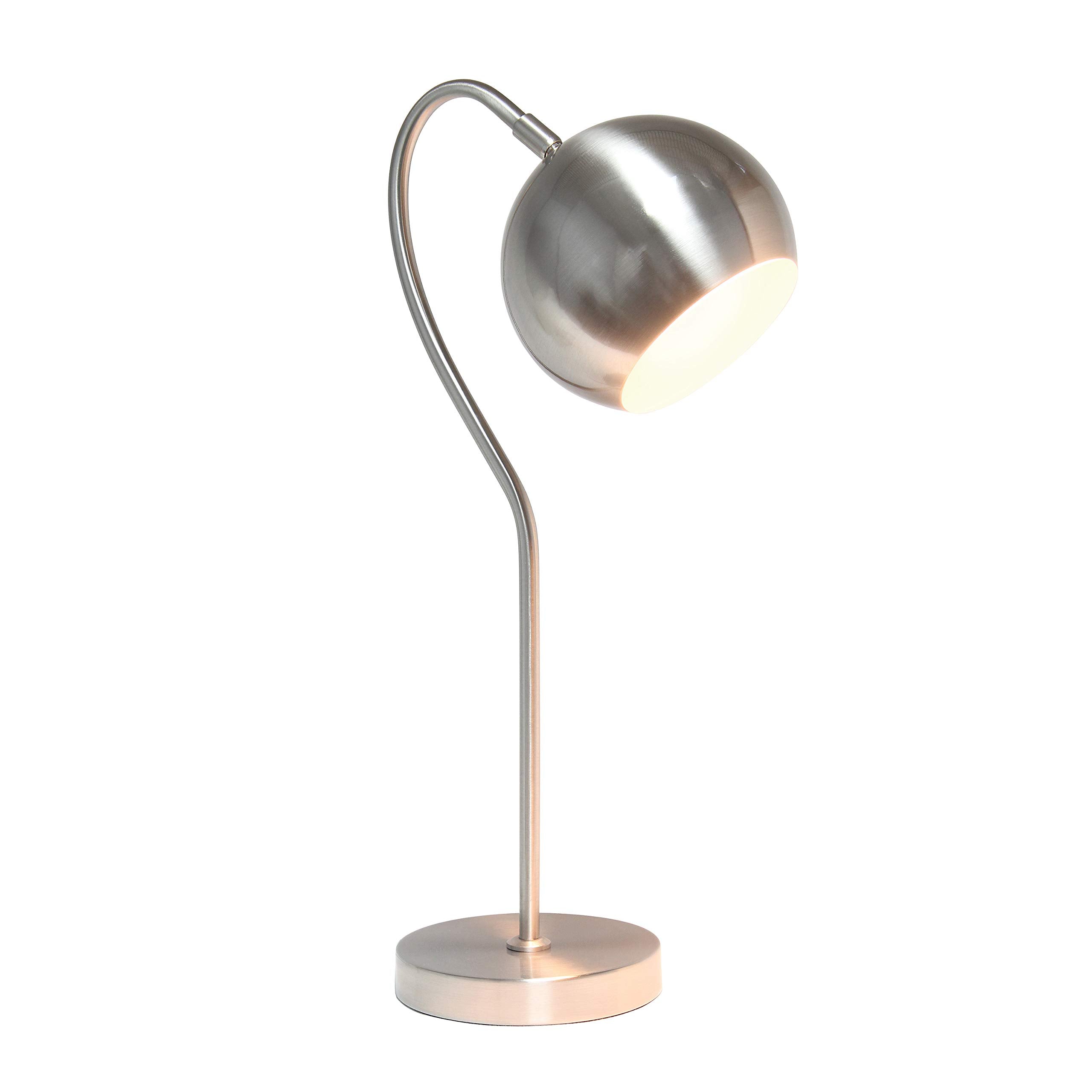 Elegant Designs LT1061-BSN Modern Metal Half Moon Table Lamp 20in Brushed Nickel for Home Décor, Bedroom, Office, Living Room