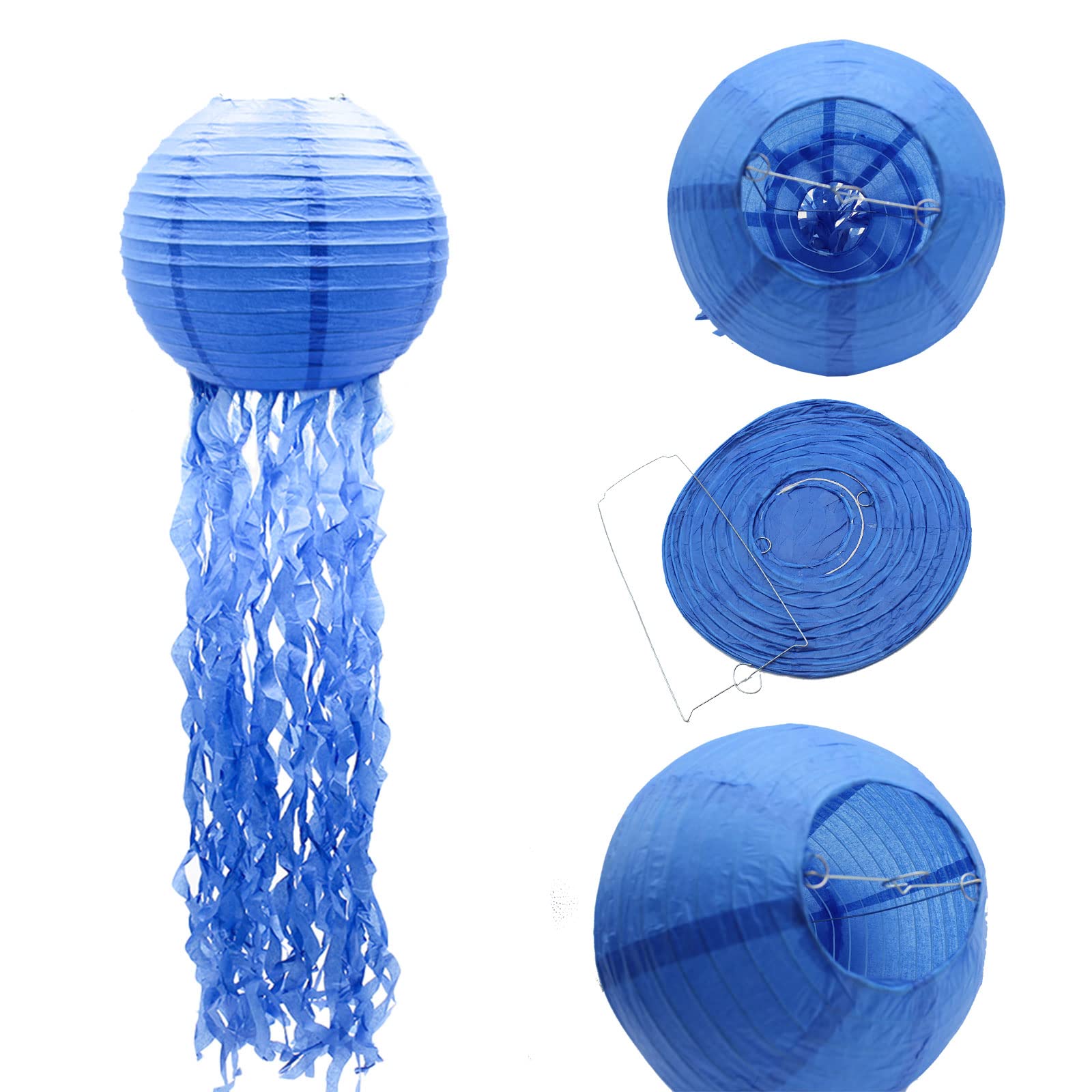6Pcs Jelly Fish Paper Lanterns For Mermaid Theme Party Wedding Kids Birthday Baby Shower Party Ocean Mermaid Themed Party Jellyfish Decorations (Pure Color)