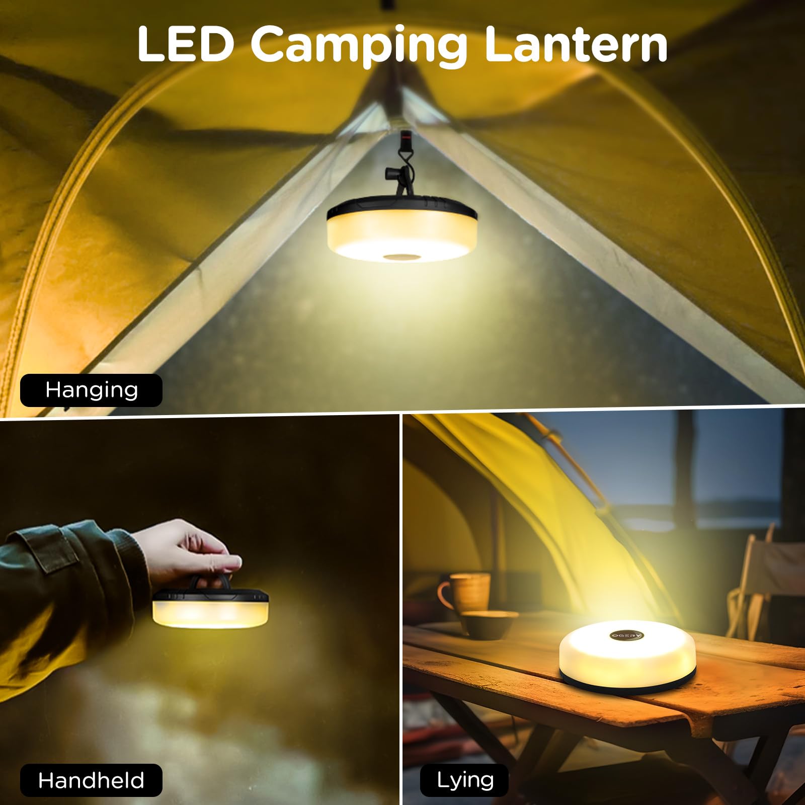 Ogery 2-Pack Camping String Lights, 32.8Ft Rechargeable Led, 8 Modes, Waterproof, Black, Model Og-L-Bl-T