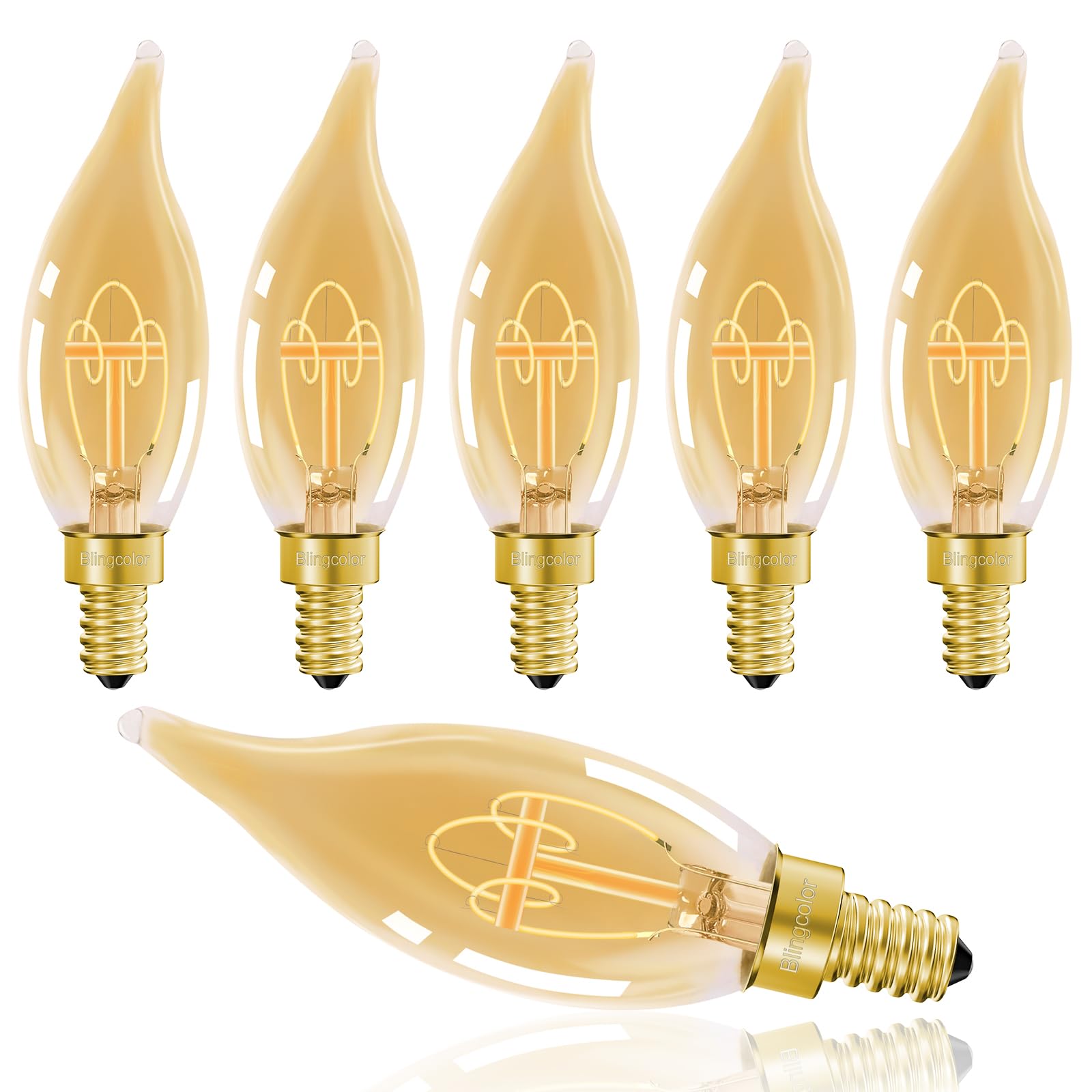 Blingcolor Dimmable E12 Candelabra Led Light Bulbs 40 Watt Equivalent, 4W E12 Led Candle Chandelier Bulbs Abmer Warm Light Bulbs