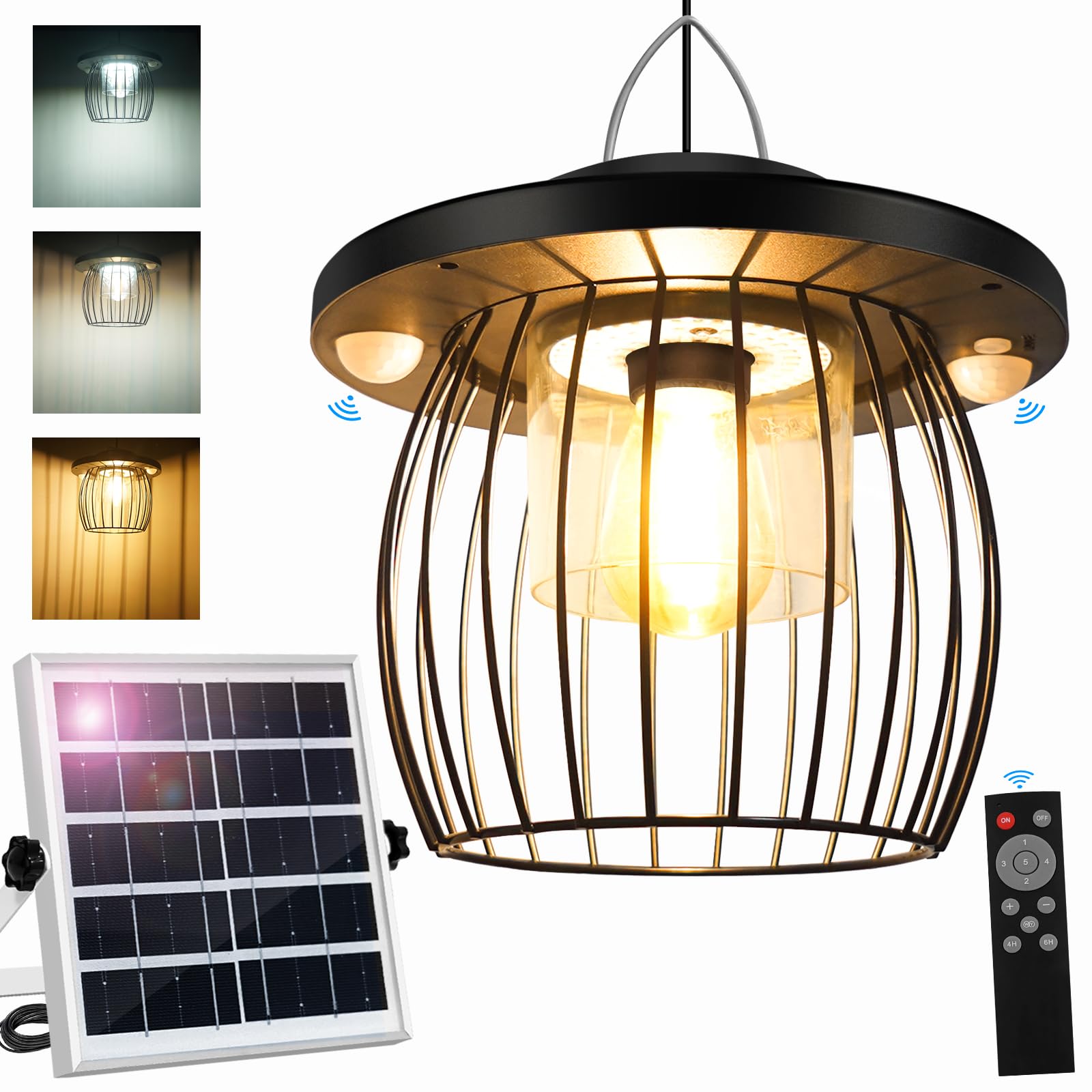 AEQ Solar Shed Light Indoor Outdoor, Solar Gazebo Lights Work in Daytime with Dual Motion Sensor/5 Modes/Remote Control, Waterpr