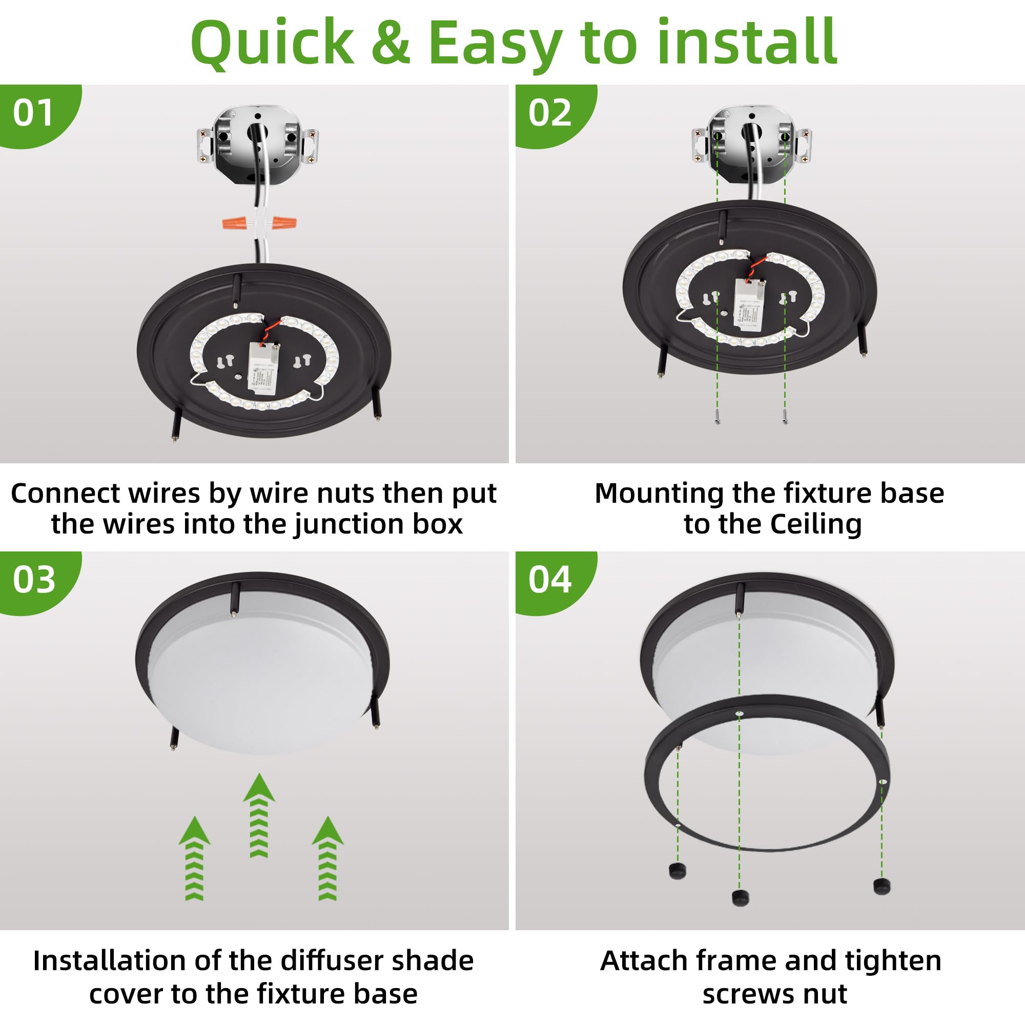 Hlite 10inch LED Flush Mount Ceiling Light Fixture, 1600LM, Oil Rubbed Bronze, Model HBCE-10C-OHW5K