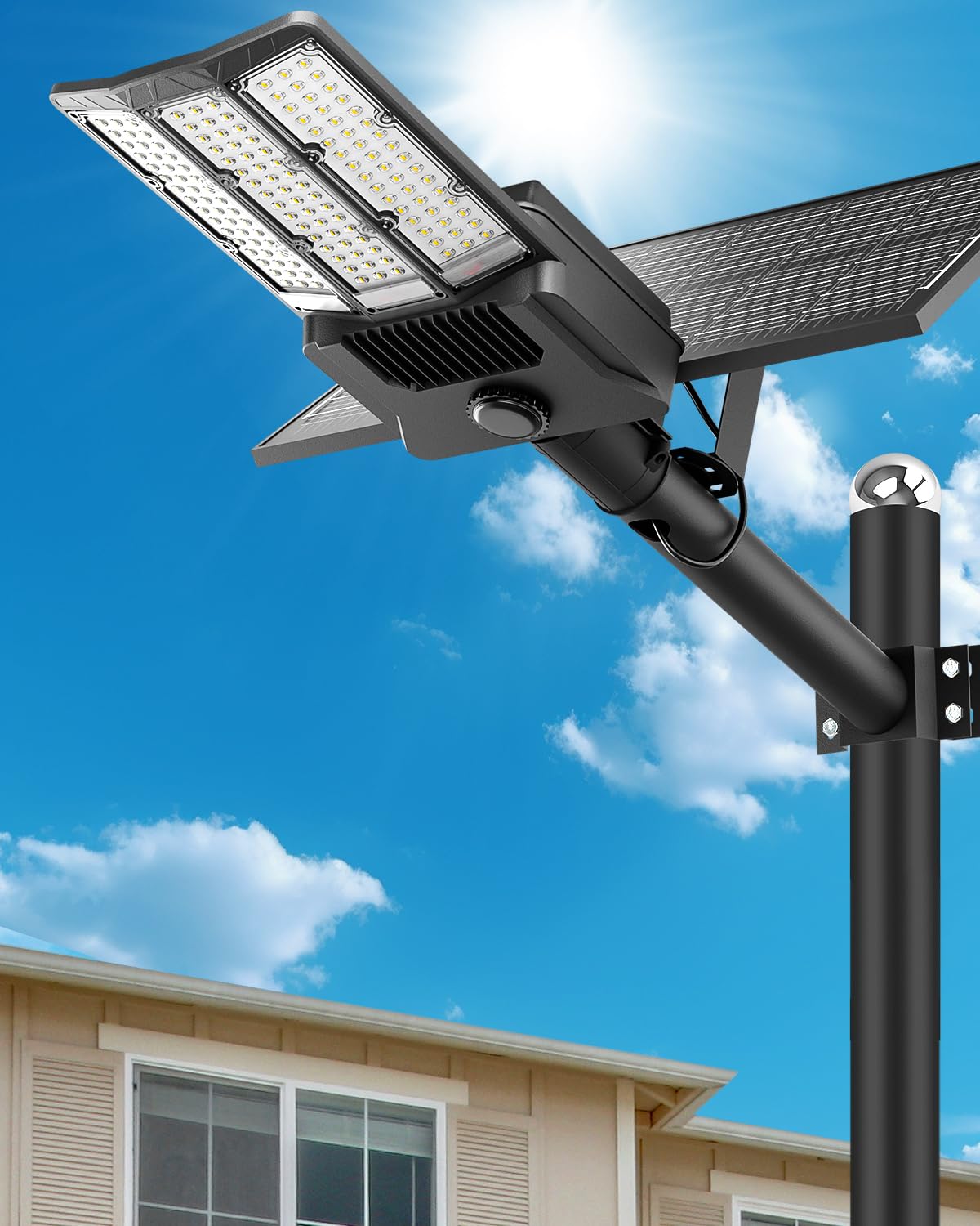 HIEPOCK 8000W Solar Street Lights Outdoor,Commercial Parking Lot Lights Dusk to Dawn IP67,Solar Outdoor Light with Motion Sensor