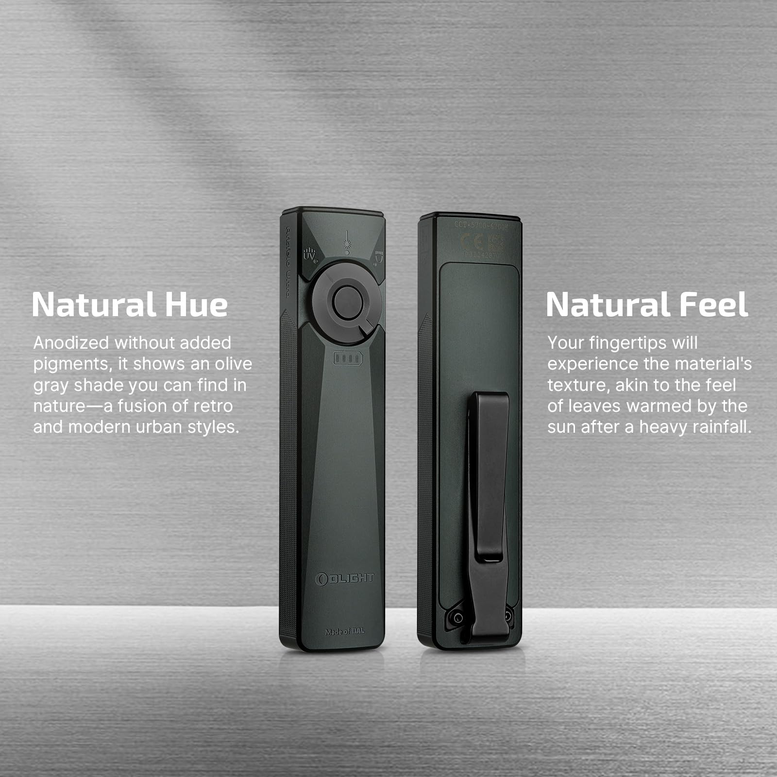 OLIGHT Arkfeld EDC Flashlight, 1400 Lumens, Rechargeable, Aluminum, Olive Gray, Model AKUT-QH-300000