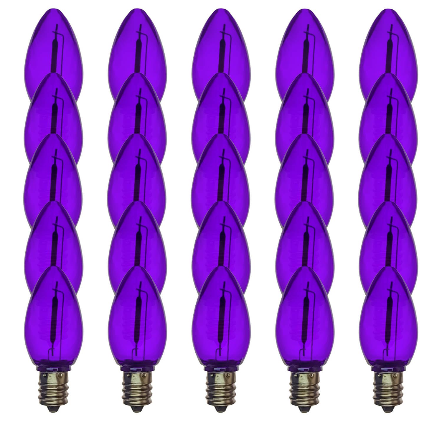 EZLS C7 Purple Colored LED Filament Plastic Bulbs Pack of 25