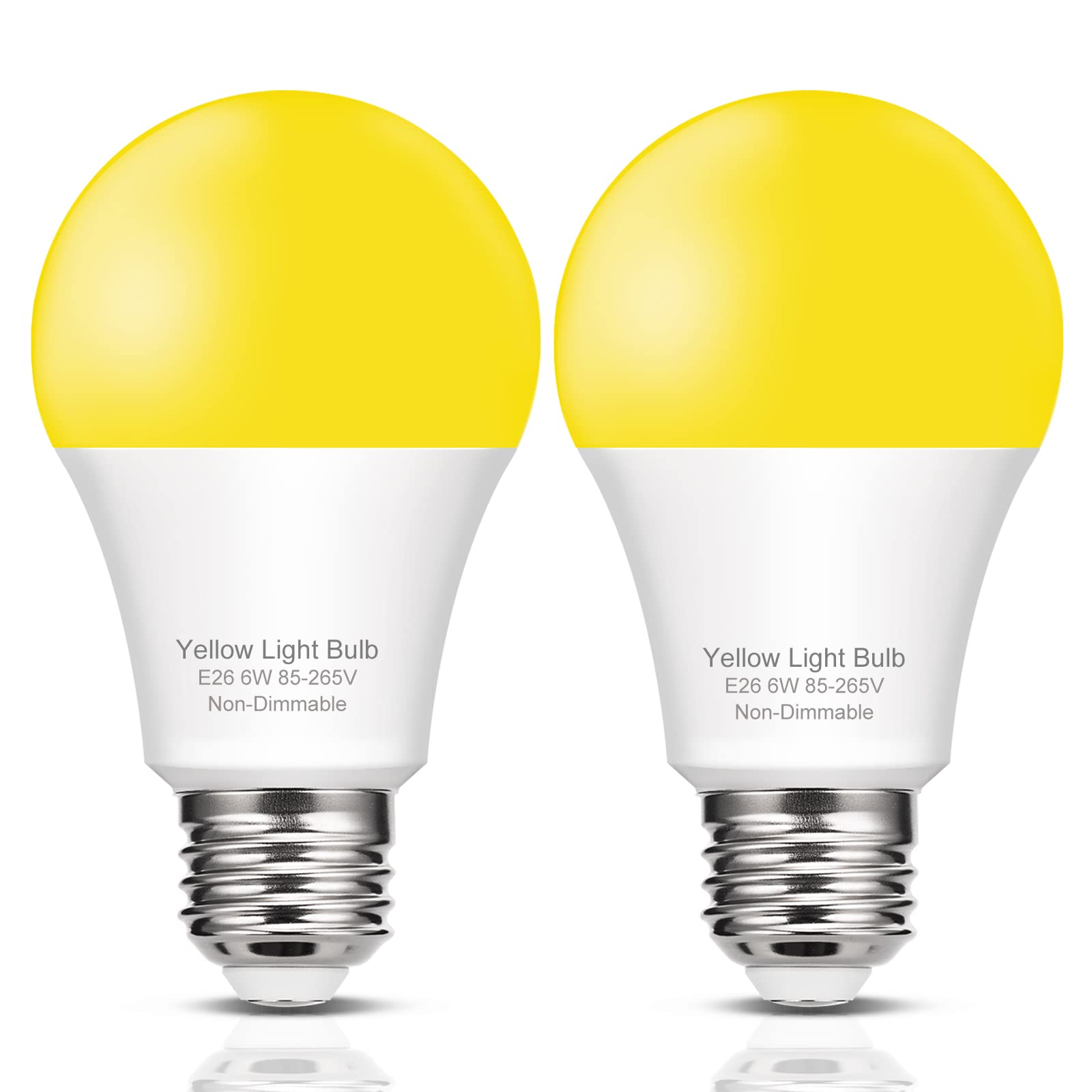 EvaStary Amber Yellow LED Bug Light Bulbs, 2 Pack, 6W E26 Base, 450LM, Decorative Indoor/Outdoor Lighting