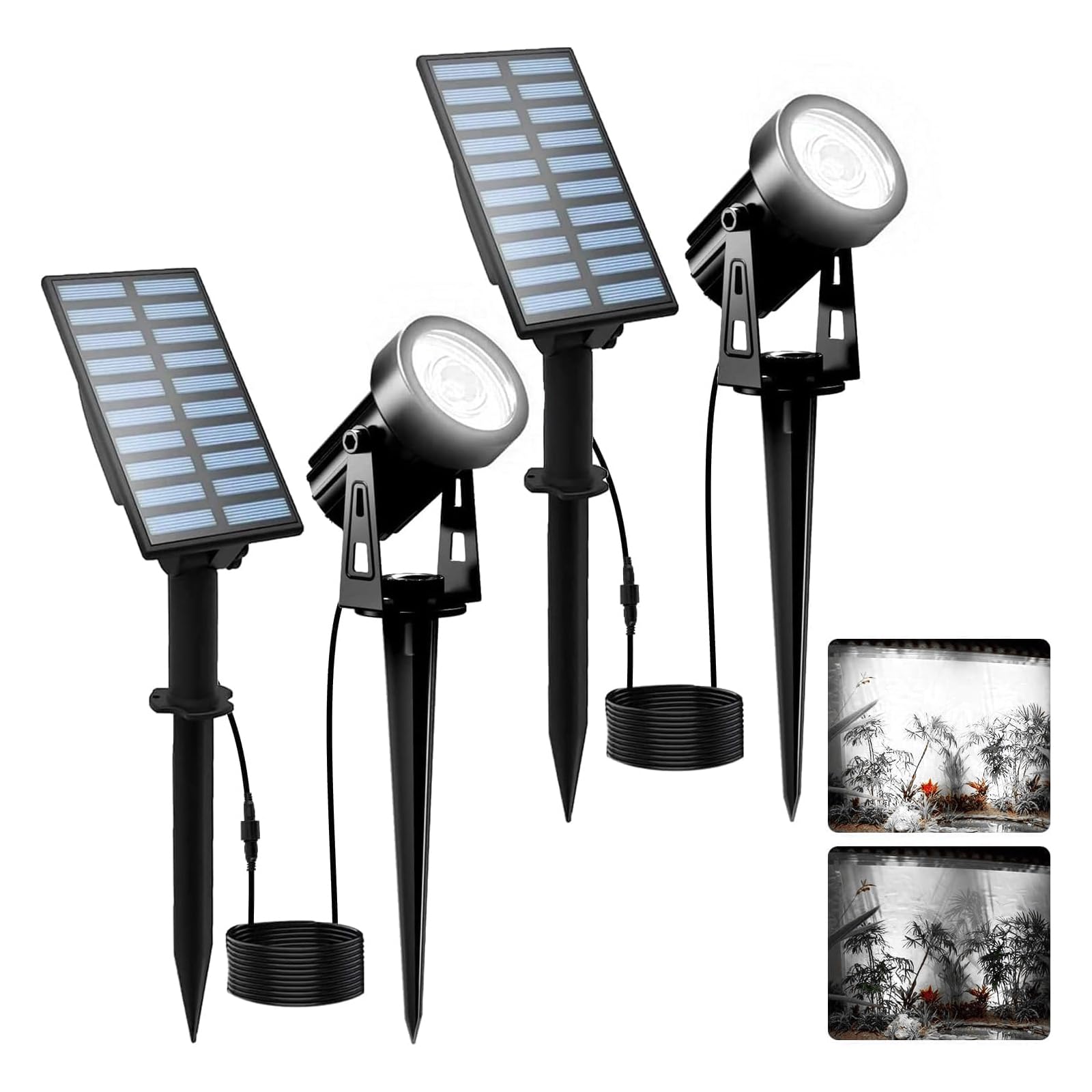 T-SUNUS Solar Garden Spot Lights, LED Solar Landscape Light Outdoor IP65 Waterproof 9.8ft Cable, Separated Solar Panel, Auto ON/