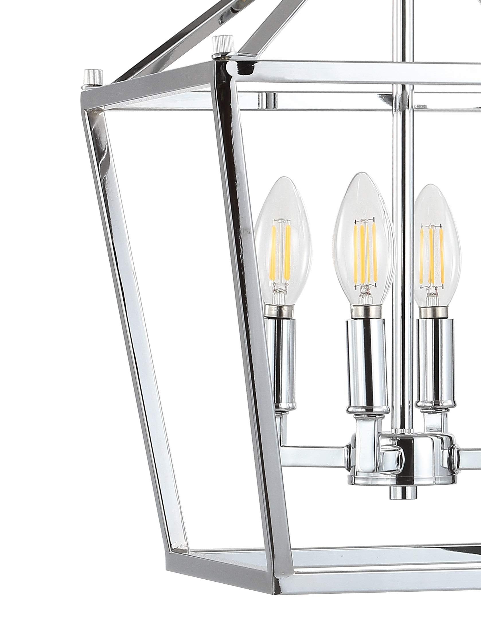 Jonathan Y Pagoda Lantern Pendant Light, Dimmable Metal, 12 Chrome, Model Jyl7436C, Ideal For Dining Room, Living Room, Kitchen, Foyer