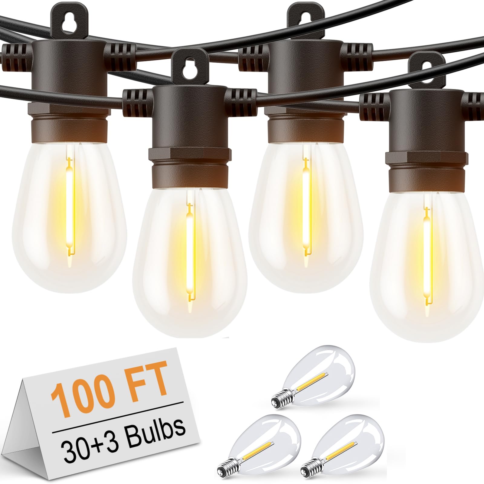 Svater Led Outdoor String Lights 100 Ft, Patio Lights With Shatterproof Bulbs, Outside Hanging Light Waterproof For Porch, Deck,