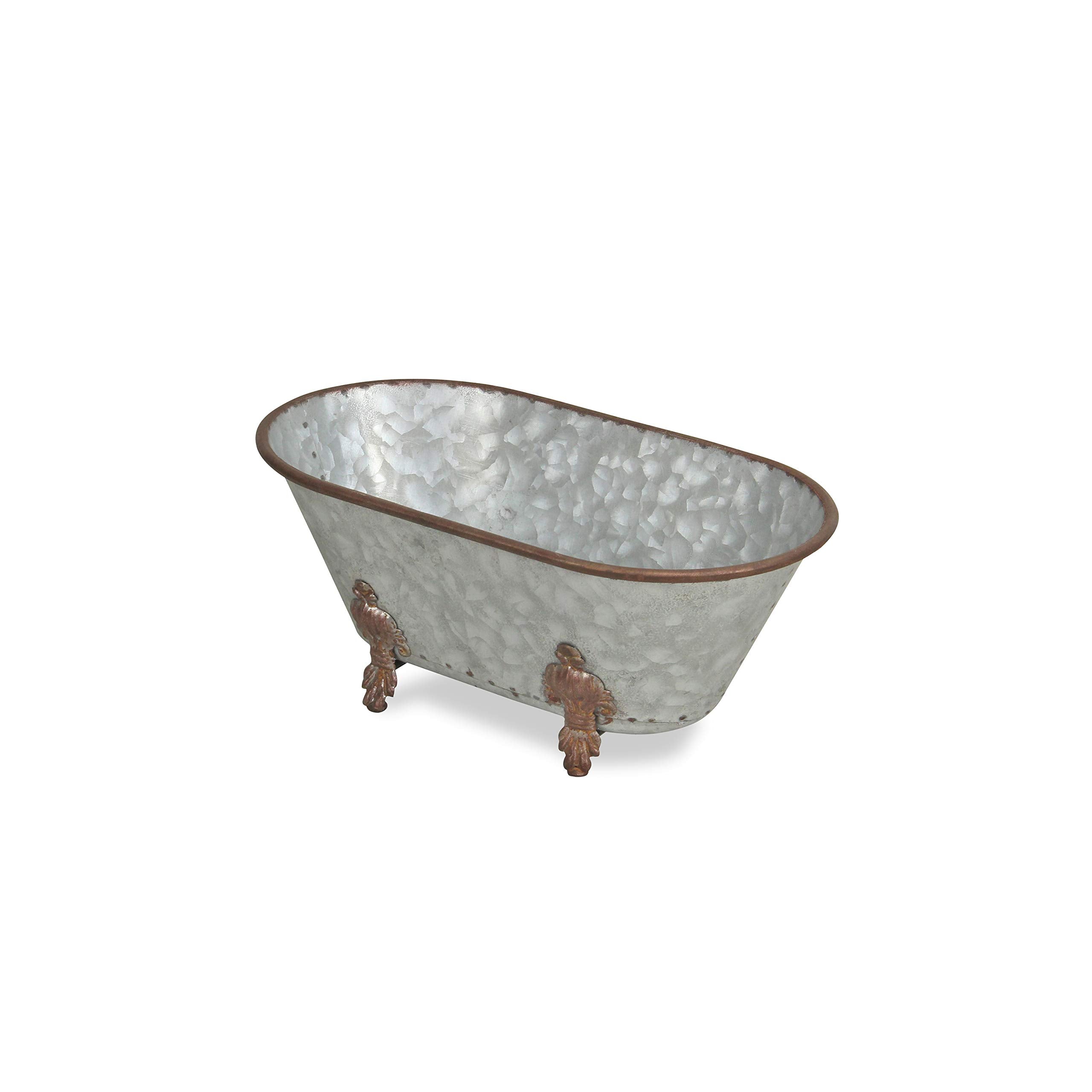 Cheungs Lavande Metal Fleur-De-Lis Tub Decor - Large - Galvanized, 5129L-Gv