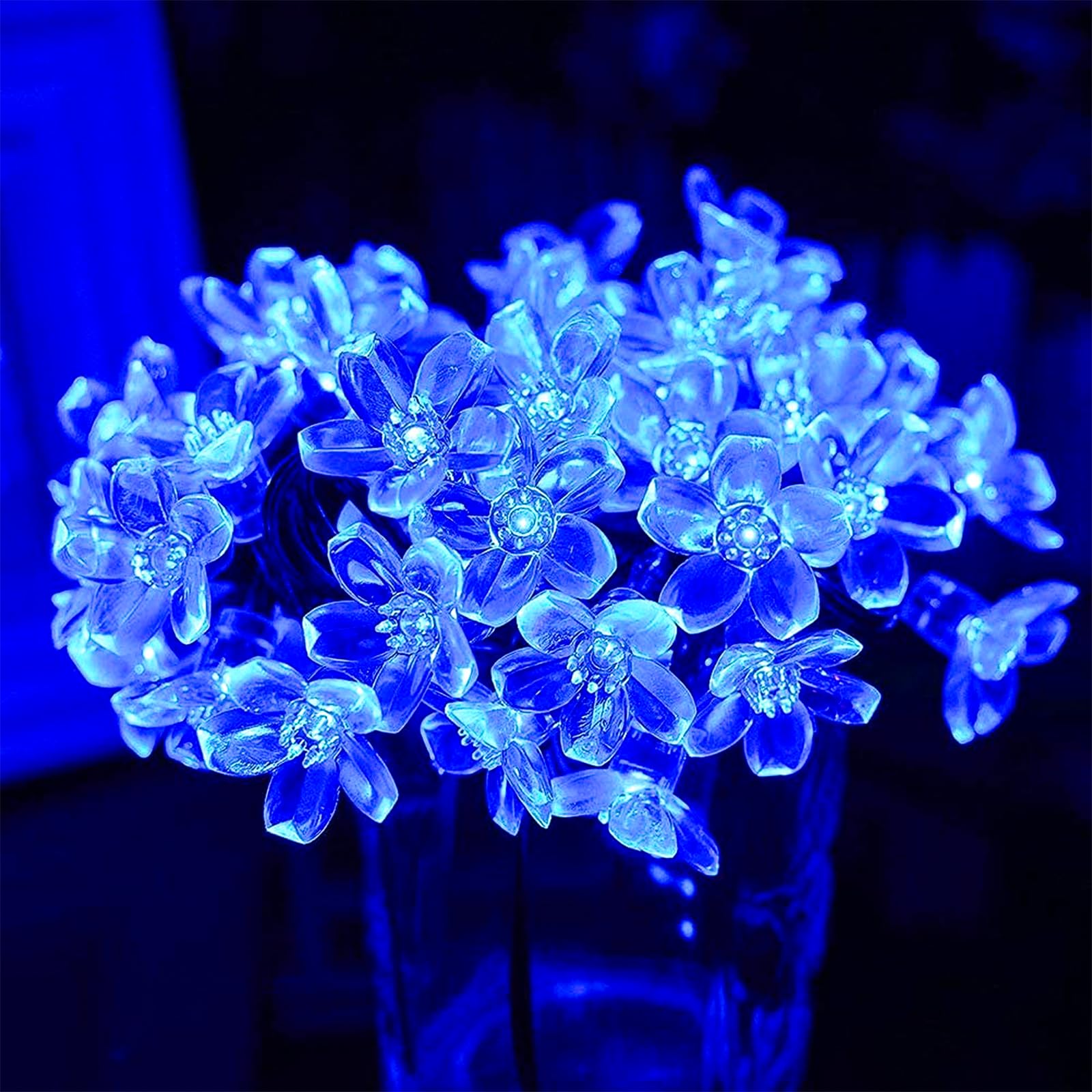 JACUXLSS 100 LED Light Up Flowers String Lights for Bedroom Romantic Decor, Plug in Fairy Cherry Blossom Tree Wall Hanging Indoo