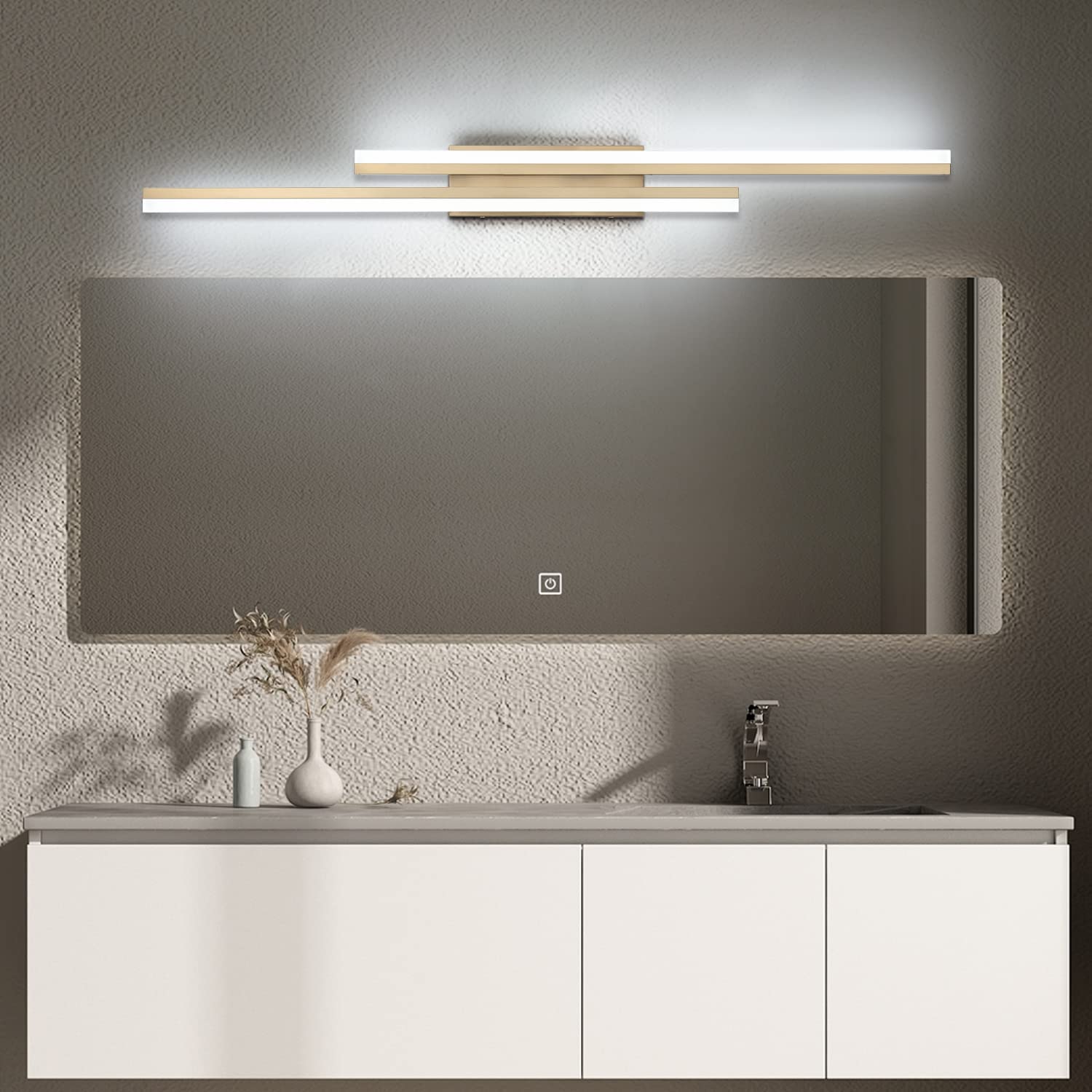 Presde 48In Modern Dimmable Led Bathroom Light Fixtures Over Mirror Brushed Gold Vanity Light For Bathroom (Cold White 6000K