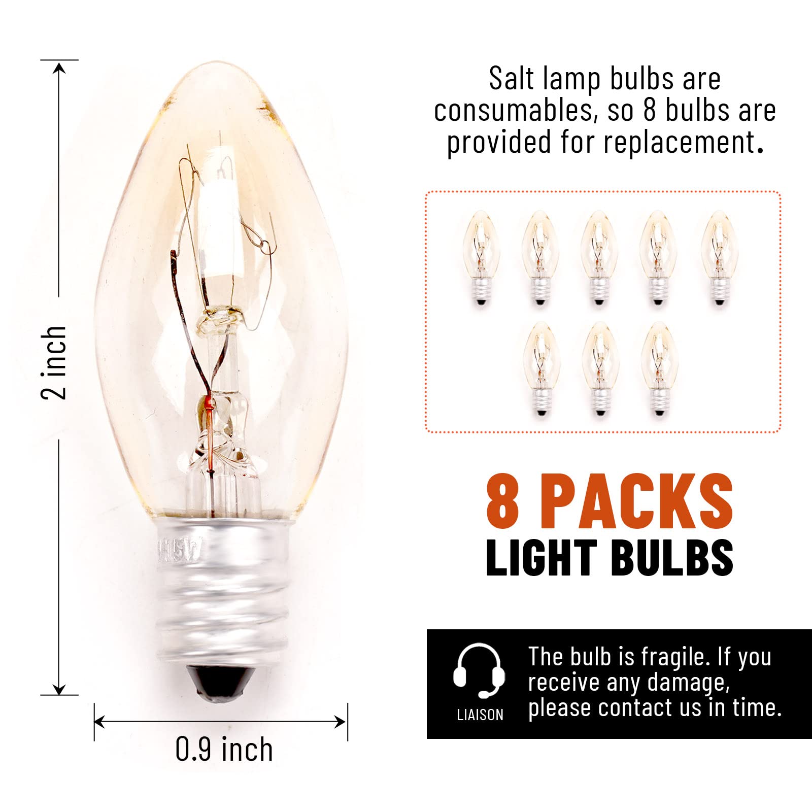 OHLGT Salt Lamp Cord Replacement Kit with Wooden Tray & 8 E12 15W Bulbs - A Type Clip Socket, Model Cord&Plate-A1