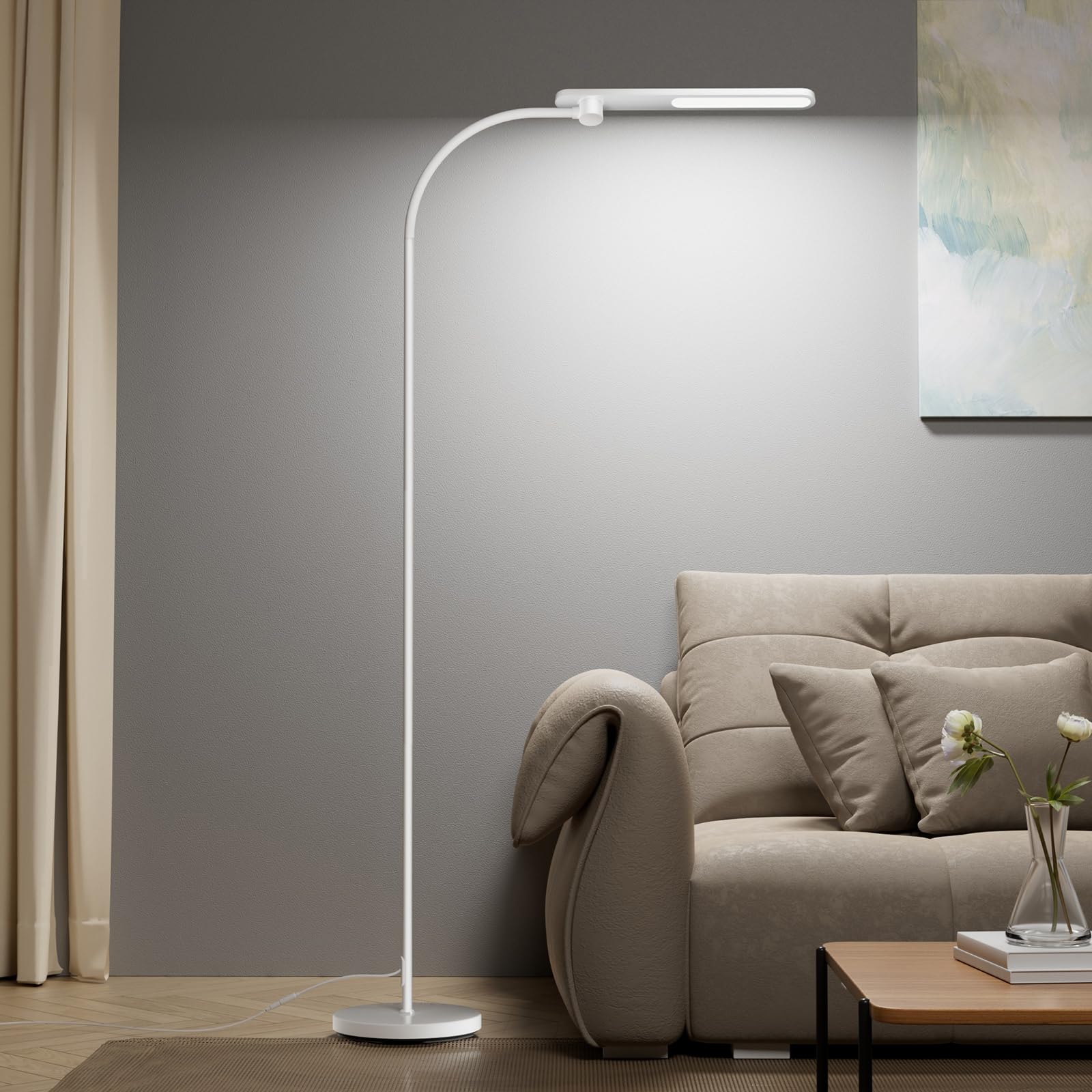 Honeywell Led Floor Lamp, F4 Sunturalux Gooseneck Floor Lamps For Living Room, Super Bright Stepless Dimmable Tall Standing Lamp