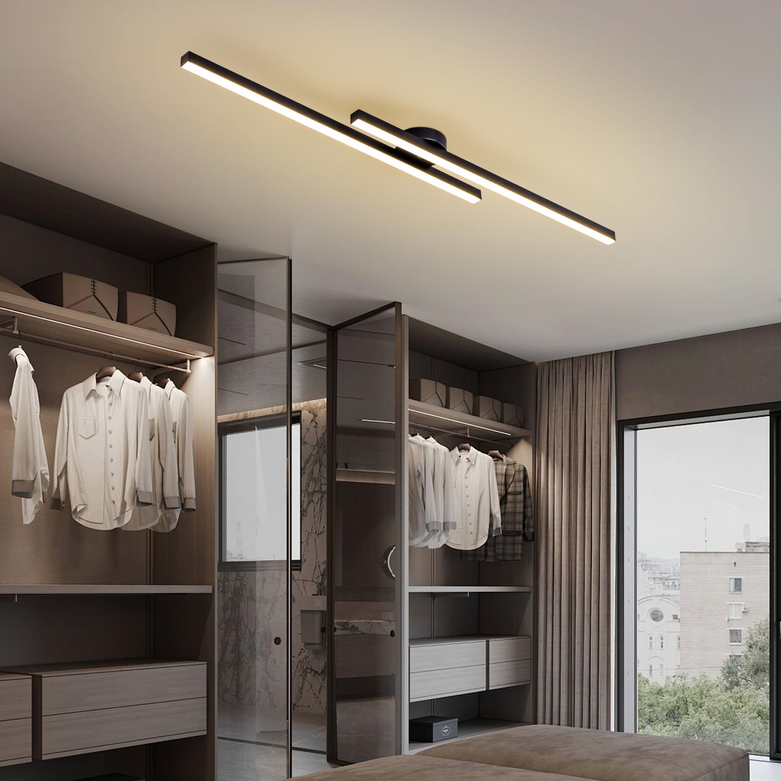 Jaymp Modern Ceiling Light With Remote, 43.3'' Black Sputnik Ceiling Lamp, 32W Dimmable Led Lighting Fixture For Dining Room Liv