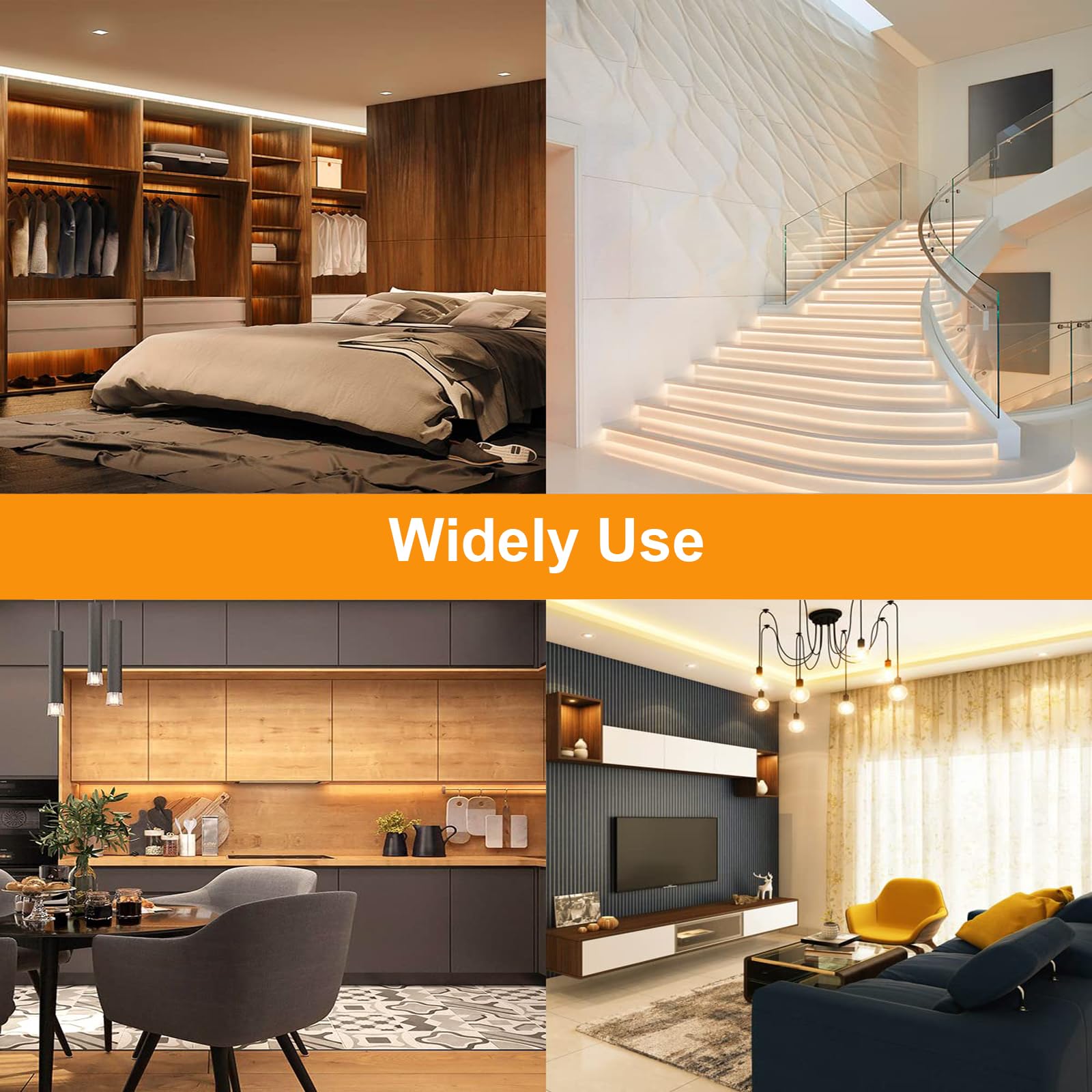 Lucienstar Neon LED Strip Lights, 12V DC, 16.4ft, IP65 Waterproof, Dimmable, Warm White, Model LC-612