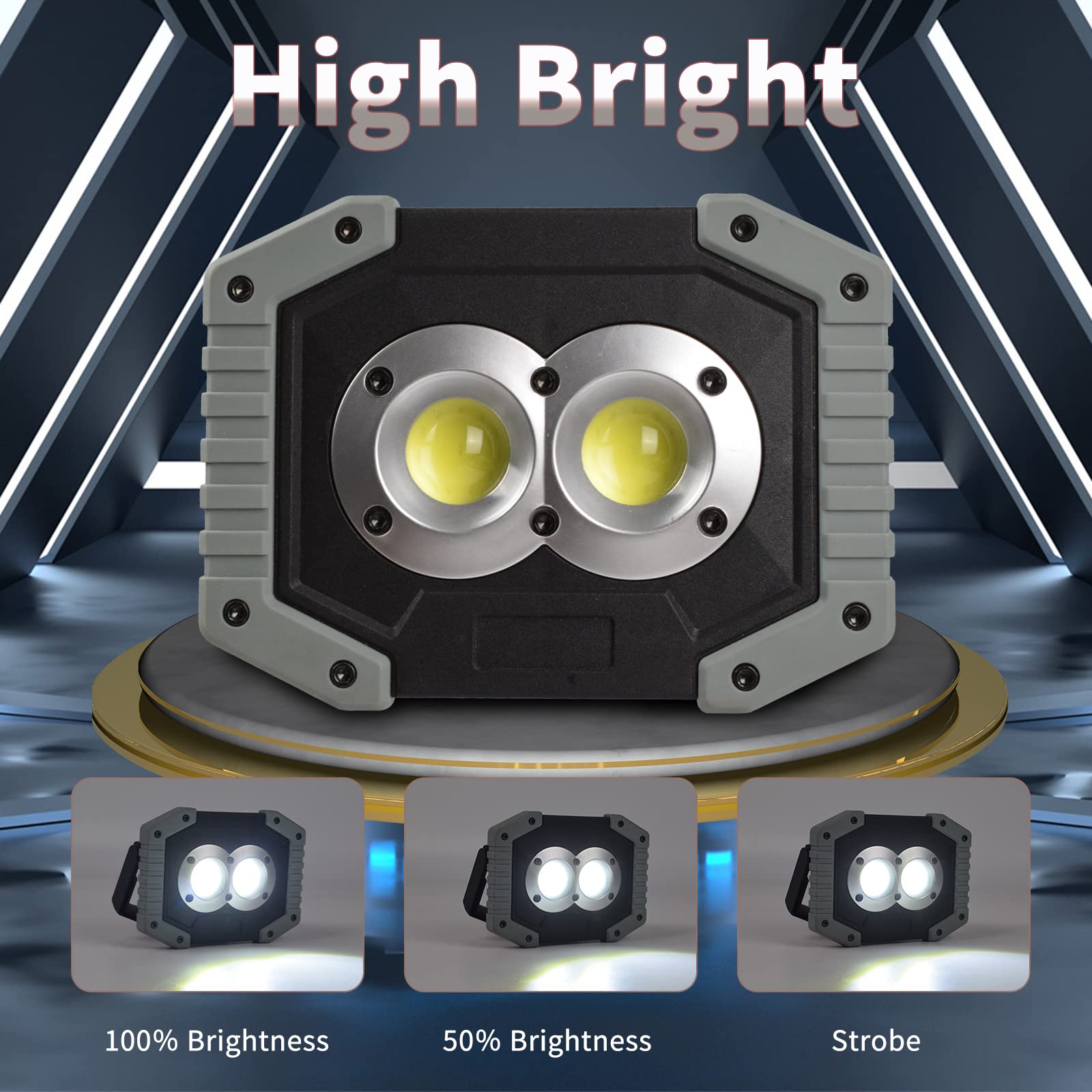 Otyty Work Light Rechargeable, Led Work Light Portable Flood Lights Magnetic Led Light For Outdoor Camping Hiking Emergency Car Repairing Job Site Lighting 2 Pack (W839 Grey)