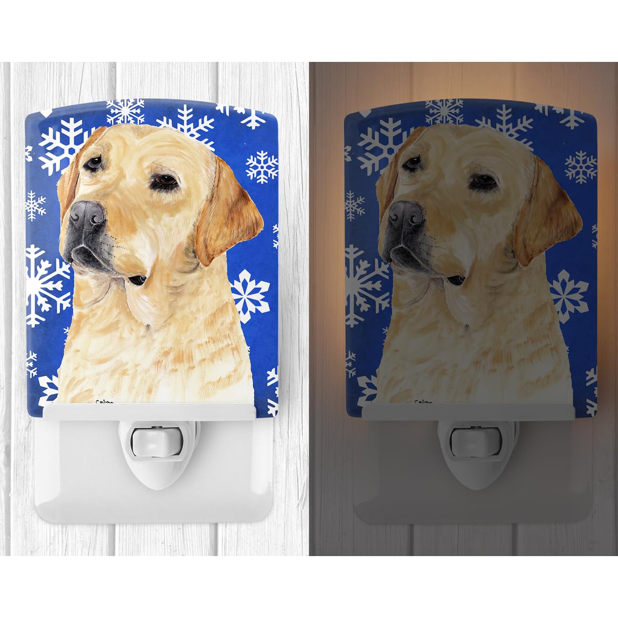 Carolines Treasures Ceramic Night Light, Labrador Winter Snowflakes, UL-Certified, 6x4x3in, Multicolor, Model SC9376CNL