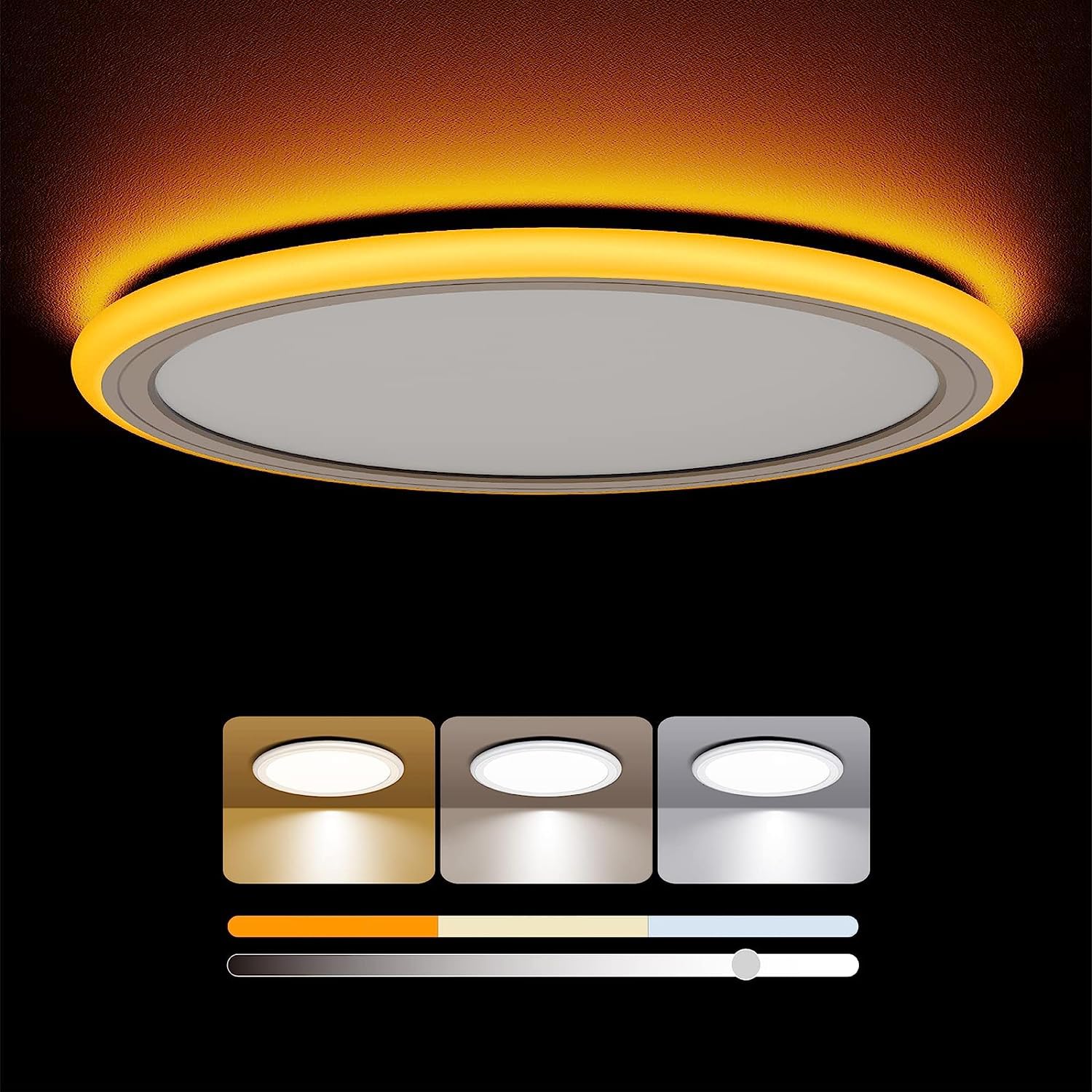 Blnan 13&quot; Dimmable Led Flush Mount Ceiling Light, 2000K Night Light, Selectable 3000K