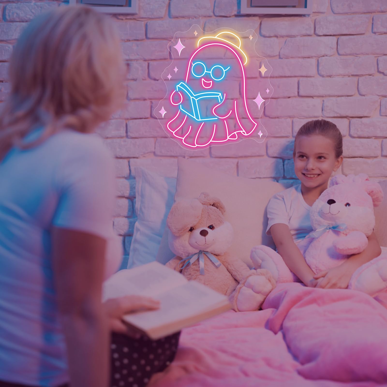 Ghosts Reading Neon Sign Spooky Boo Reading Sign  Ghosts Reading Sign  Spooks Reading  Book Lover Gift  Bookworm Room Decor  Back To School  13.8X13.2