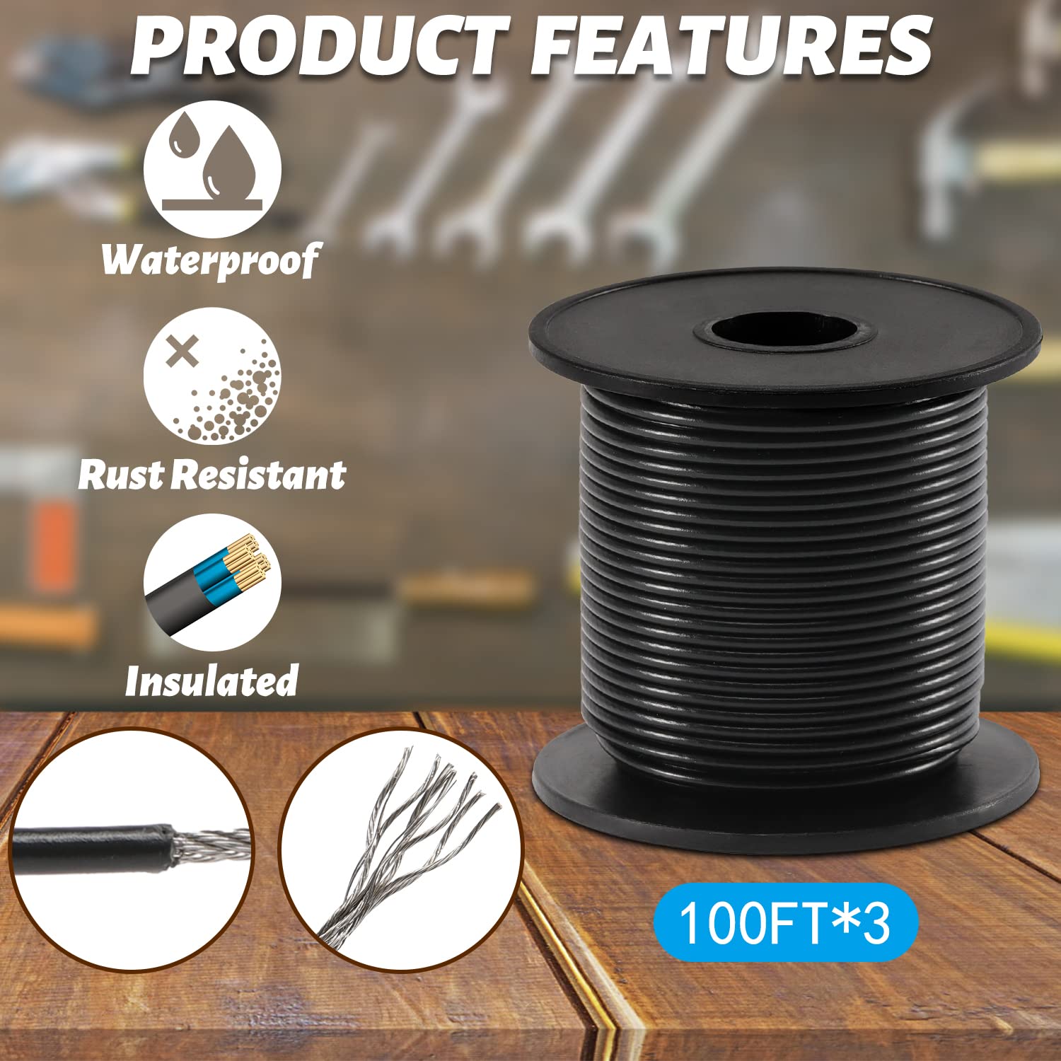 Guattine String Light Hanging Kit, 300 Ft Nylon Coated Stainless Steel Cable And Enough Accessories, Guide Wire For Outdoor String Lights, Patio Lights, Camping Lights