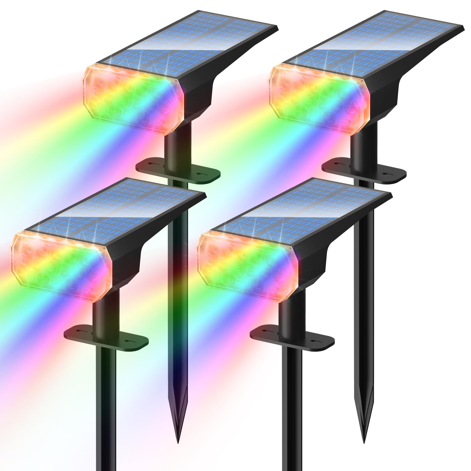 DINGLILIGHTING Solar Lights Outdoor Waterproof: IP65 Led Spot Light Decorations for Garden - Multicolor RGB Solar Powered for Ya