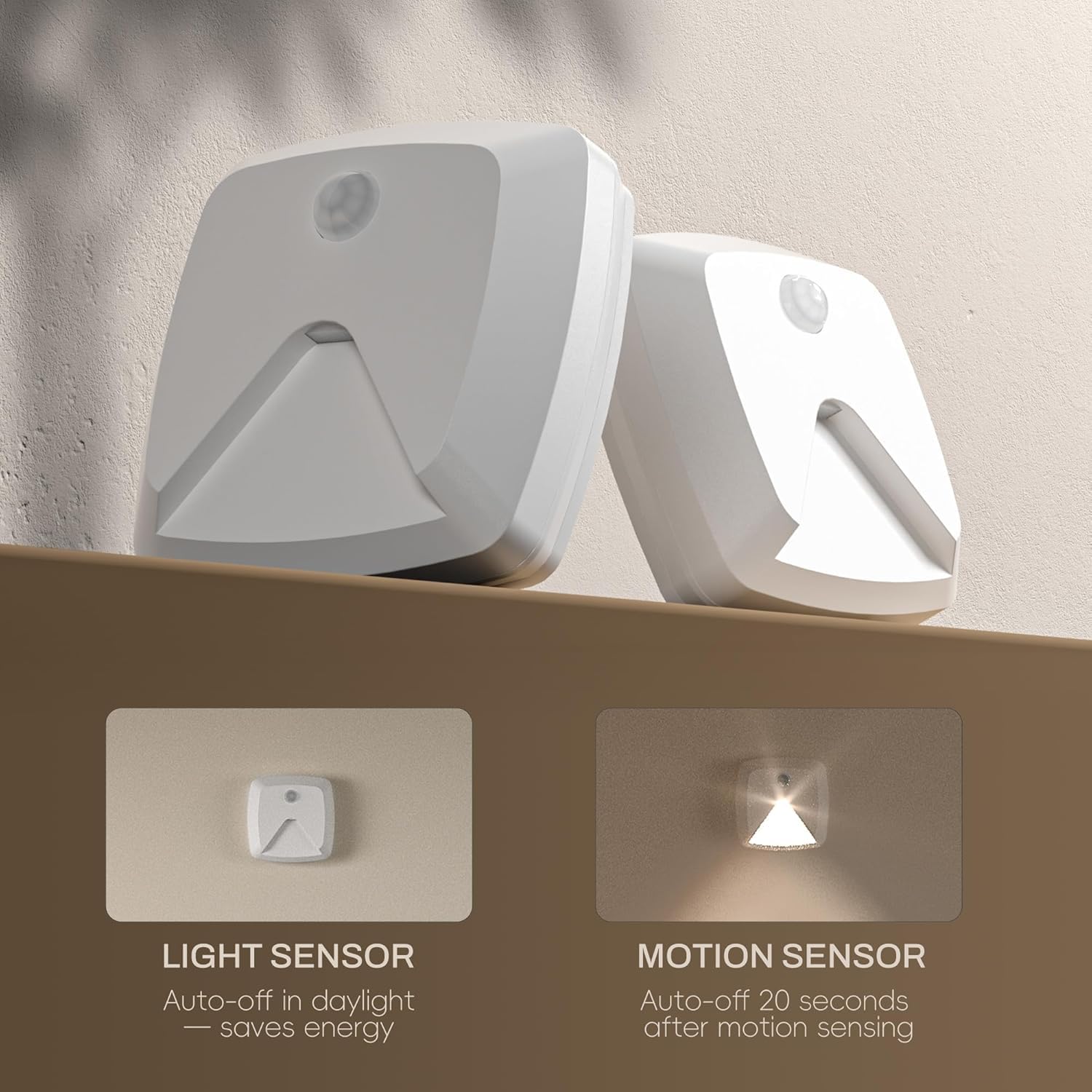 Innofox 10-Pack Stick-On Motion Sensor Lights  Warm White Led Night Light  Stick-Anywhere Stair Lights  Closet Light  Battery Operated Wall Light For Kitchen  Hallway  Bedroom  Bathroom  Stairs