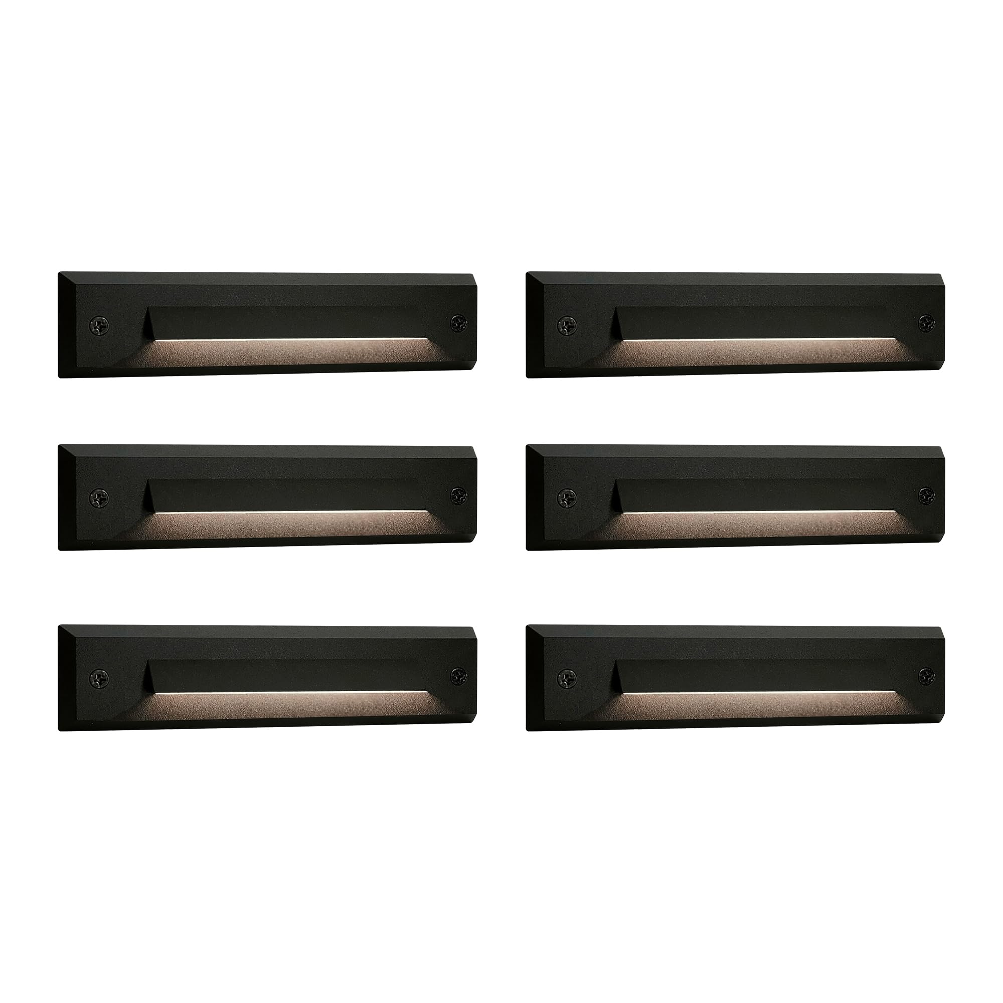 GKOLED 6 Pack LED Low Voltage Linear Step Lights, Landscape Cutoff Stair Riser Light, 2W 9-15V AC/DC 3000K Outdoor Waterproof Ac