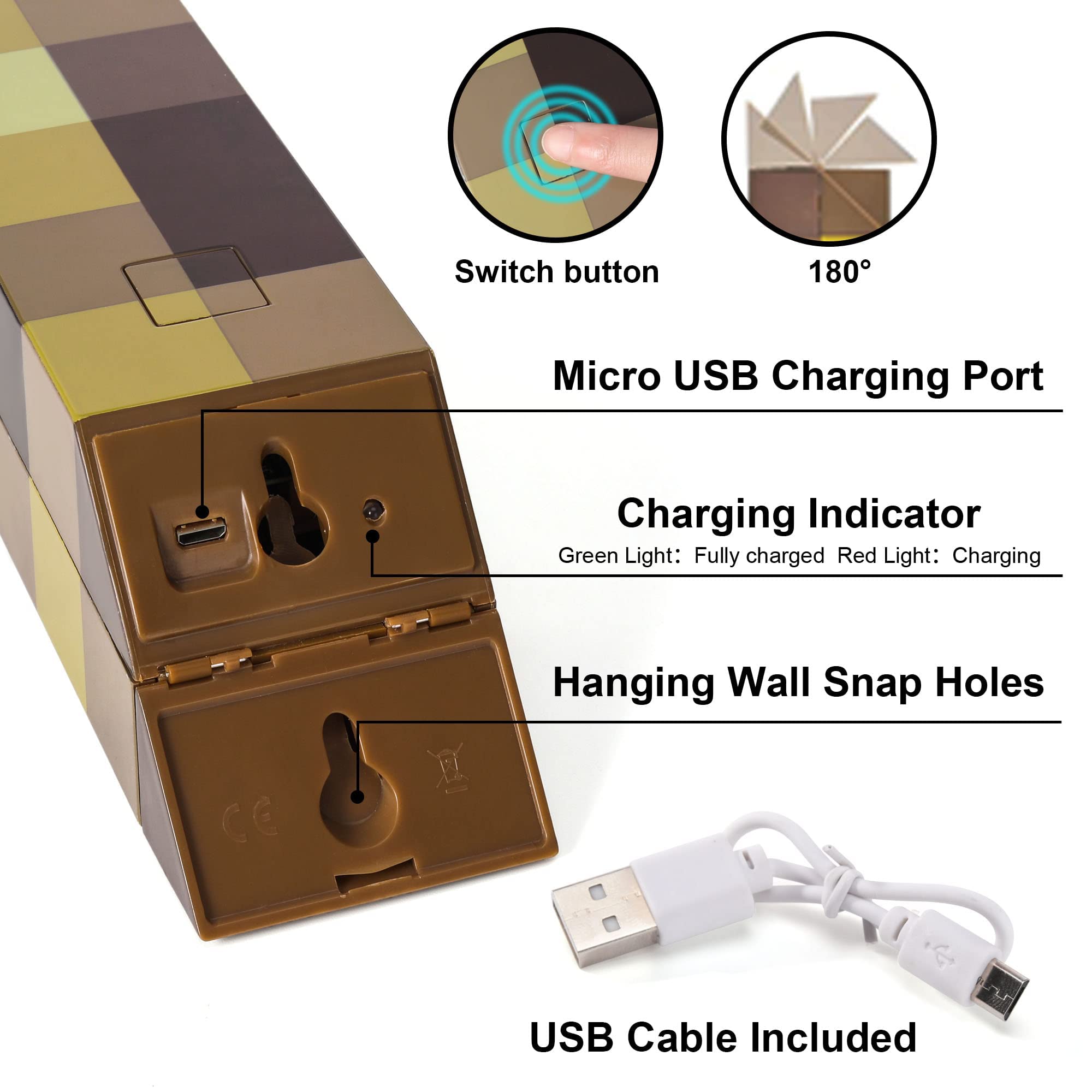 Arrasu Torch Lamp With Wall Mountable, 11 Inch Led Night Light, Usb Rechargeable For Nightstand Torch Light, Costume Cosplay Nig