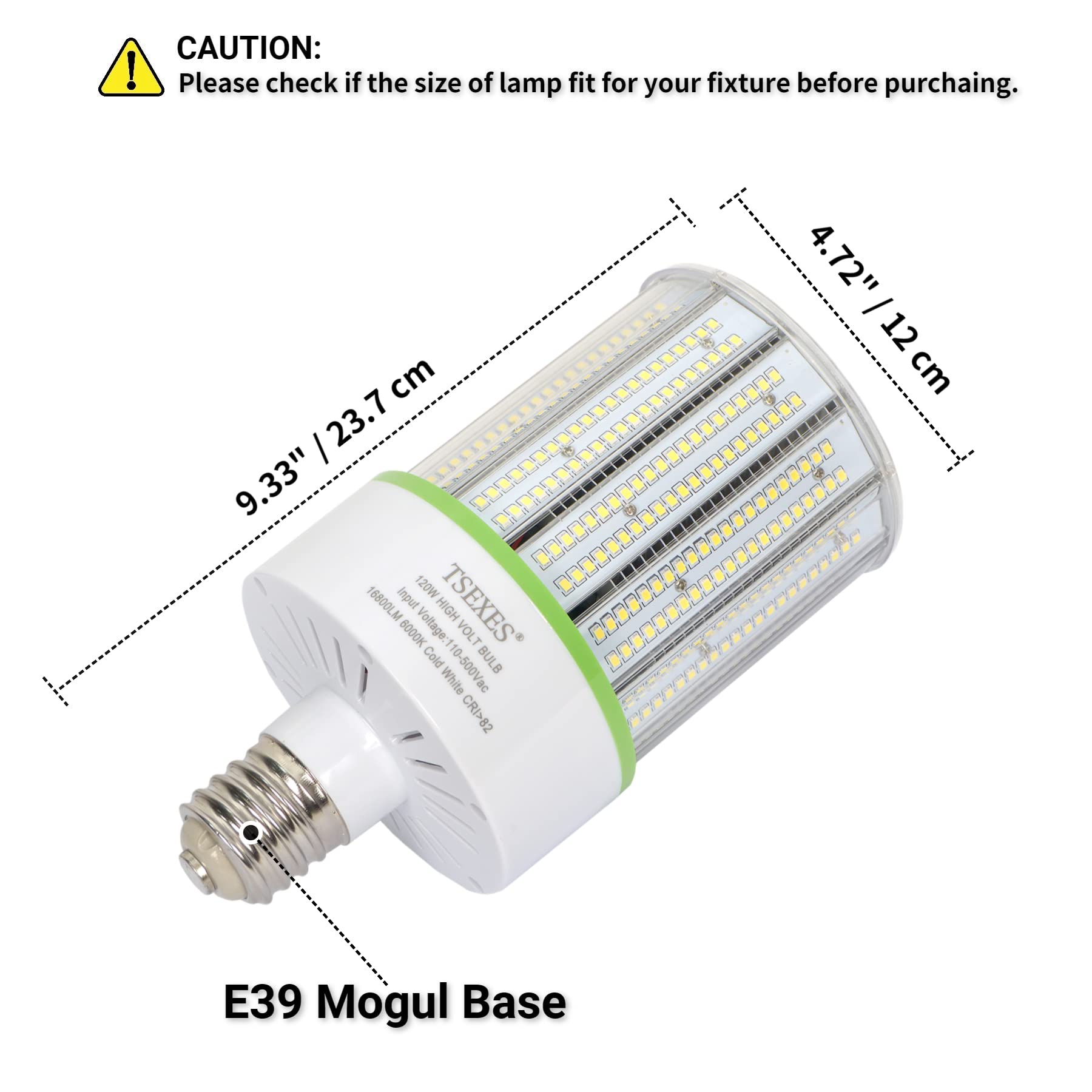 TSEXES LED Corn Cob Light Bulb 120W E39 Mogul Base 5000K Daylight Replacement for 600W HID
