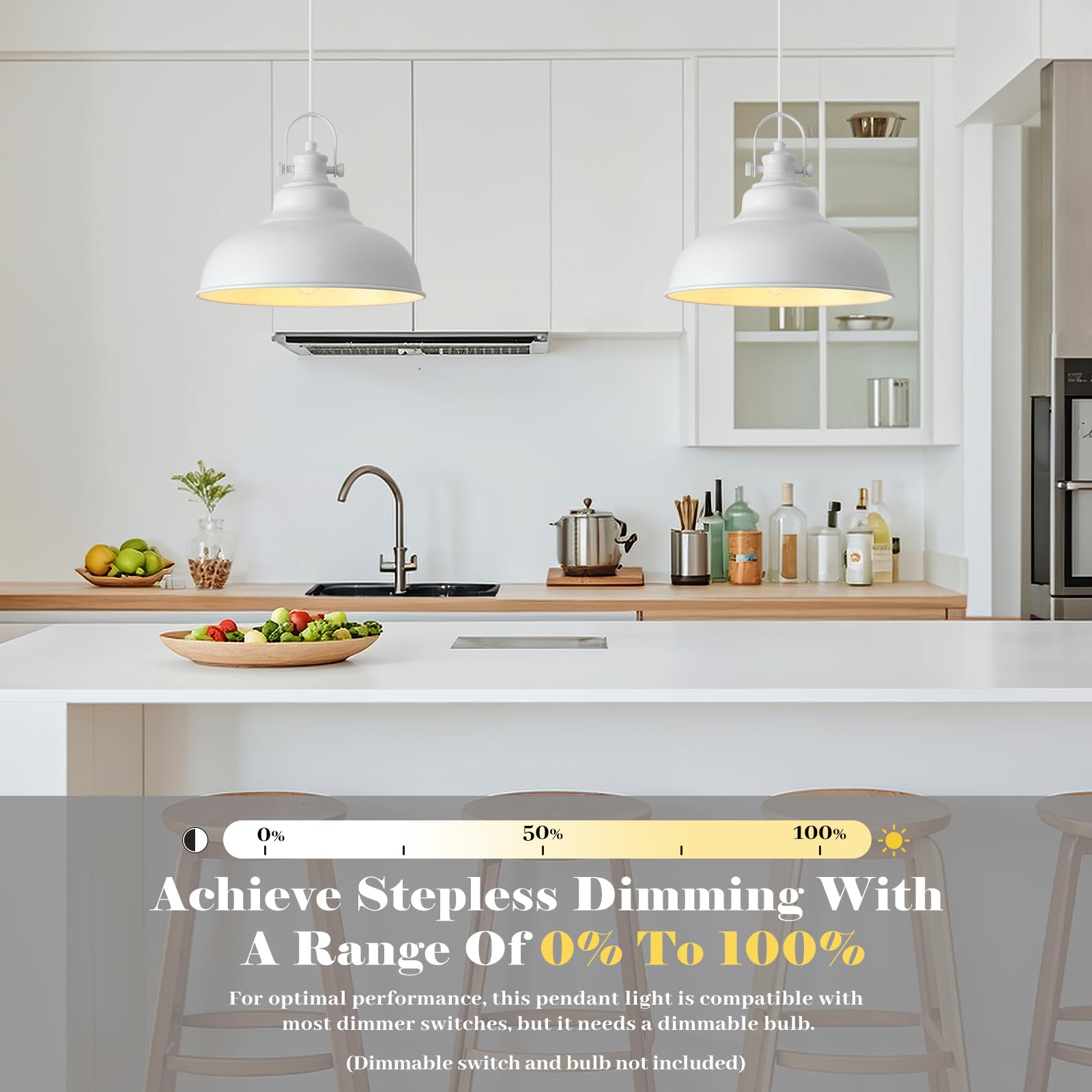 Guihualove White Pendant Lights Kitchen Island, 2 Pack Kitchen Island Lighting, Farmhouse Pendant Light Fixtures (11.41'' W), Is