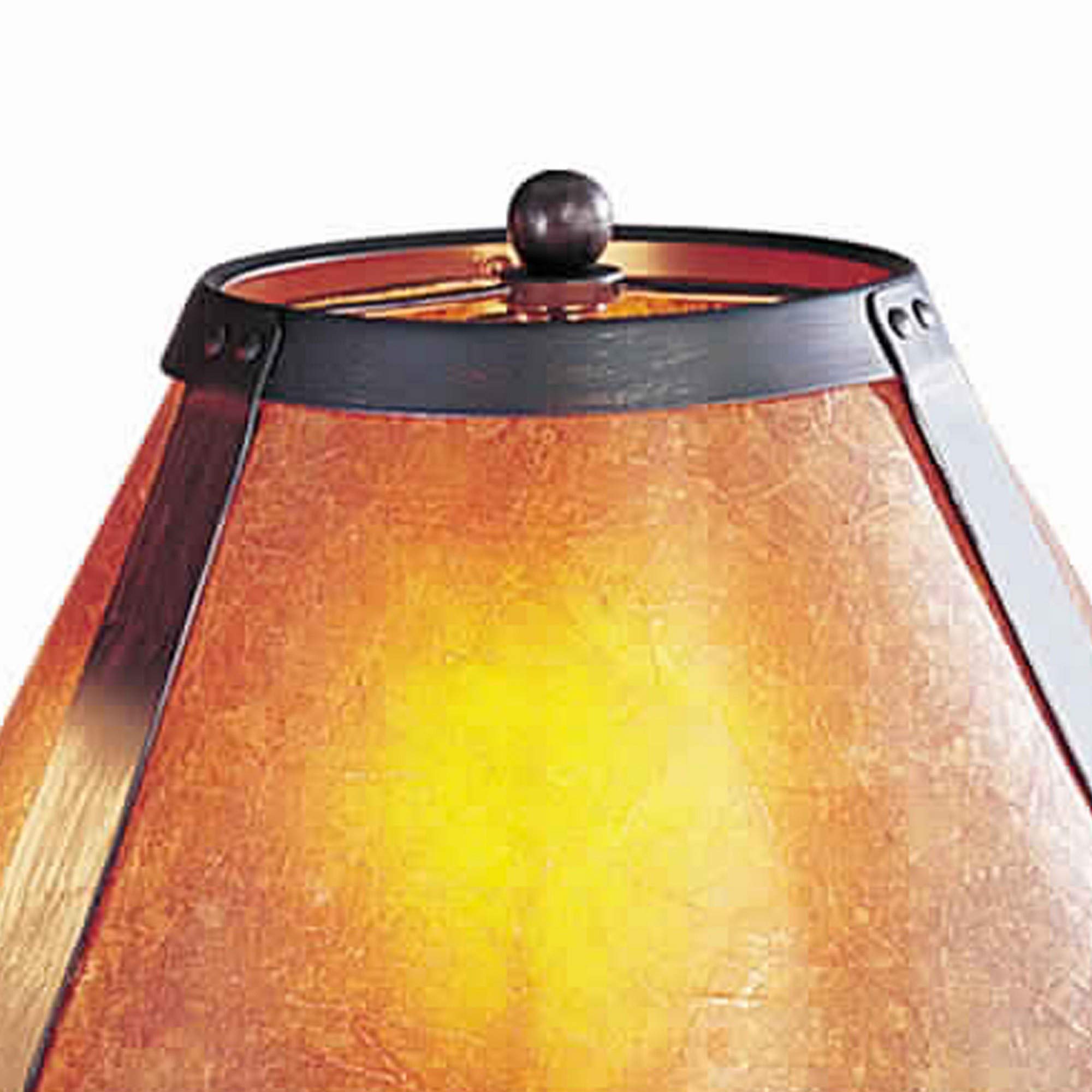 Benzara Metal Swing Arm Table Lamp, Conical Mica Shade, Bronze, Model BM223703