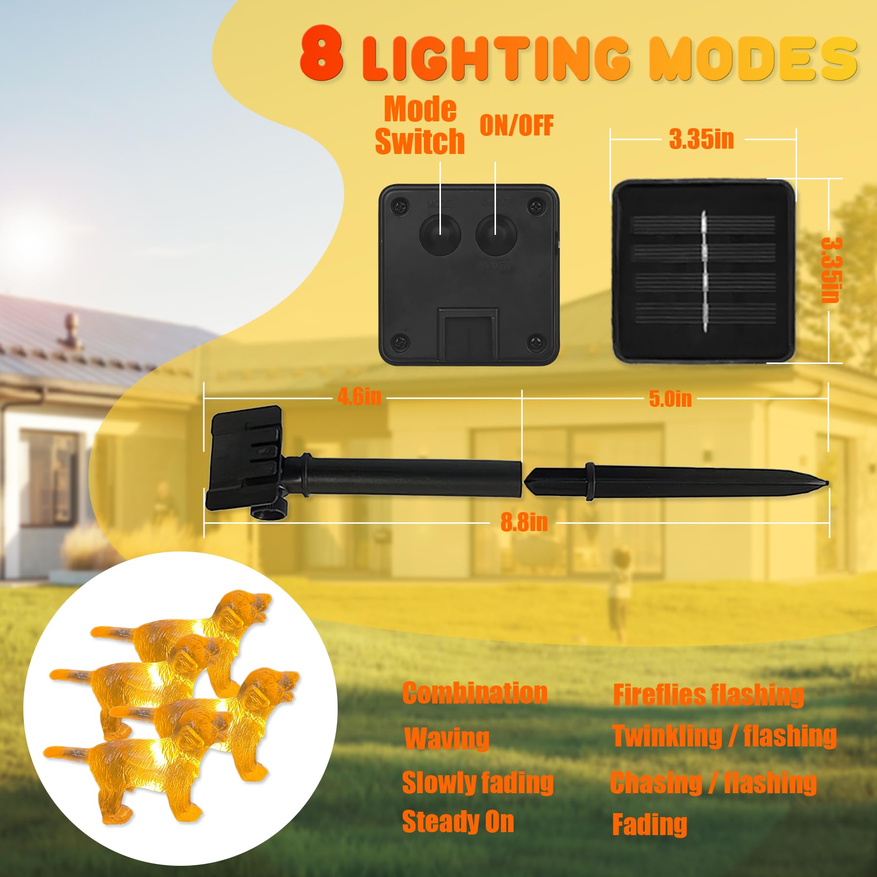 Enlaceray Solar String Lights Labrador Outdoor Waterproof Decorative Light Dog Fairy Solar Light For Outside Garden D?Cor Balcony Patio Thanksgiving Christmas Fairy Lights 40Led 14Ft