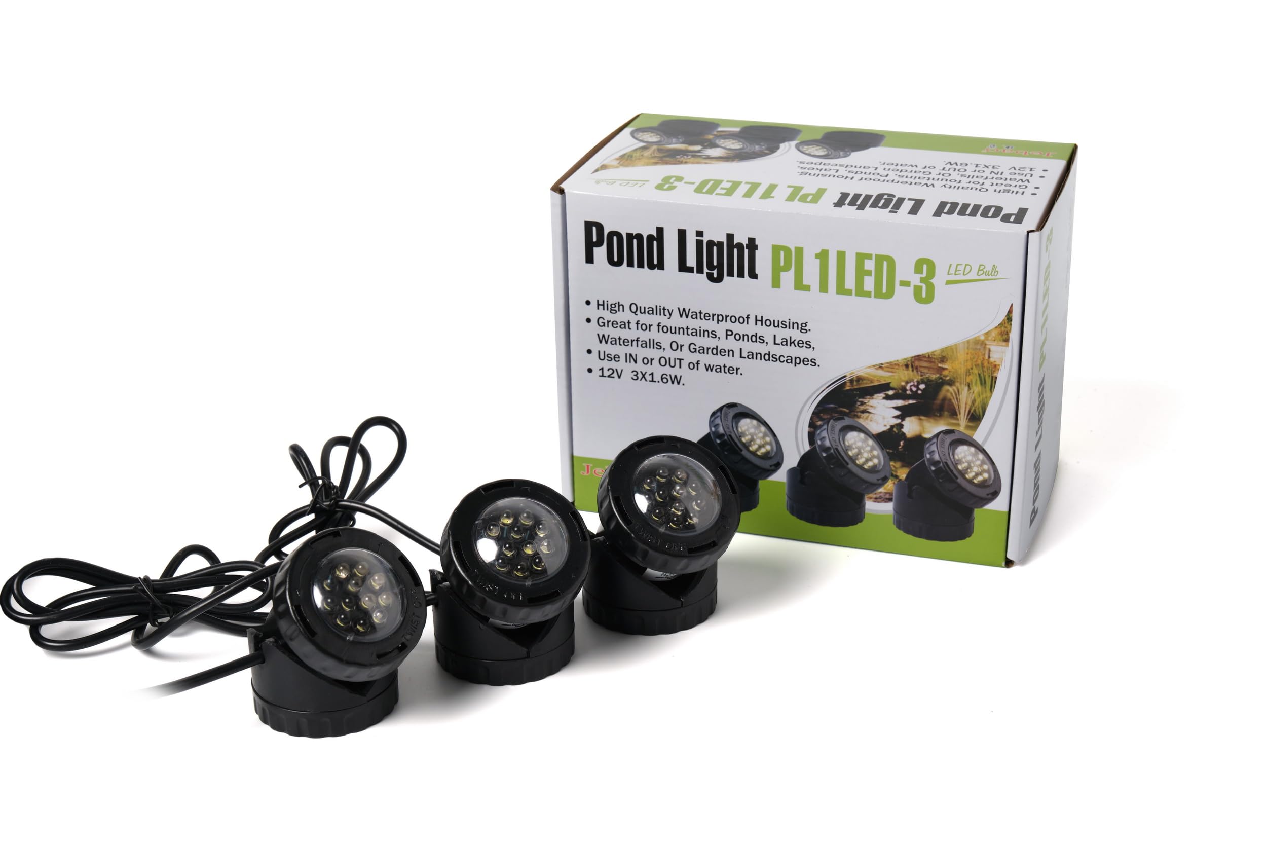 Jebao Pl1Led-3Ps Submersible Led Pond Light With Photocell Sensor, 4 Colors, 2.